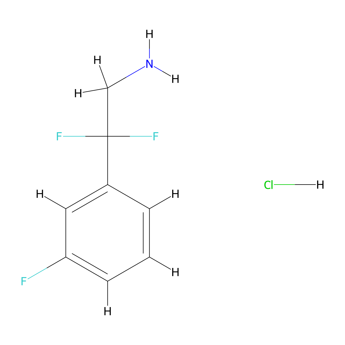 2,2-Difluoro-2-(3-fluorophenyl)ethan-1-amine hydrochloride molecular structure, CAS 1208004-89-0