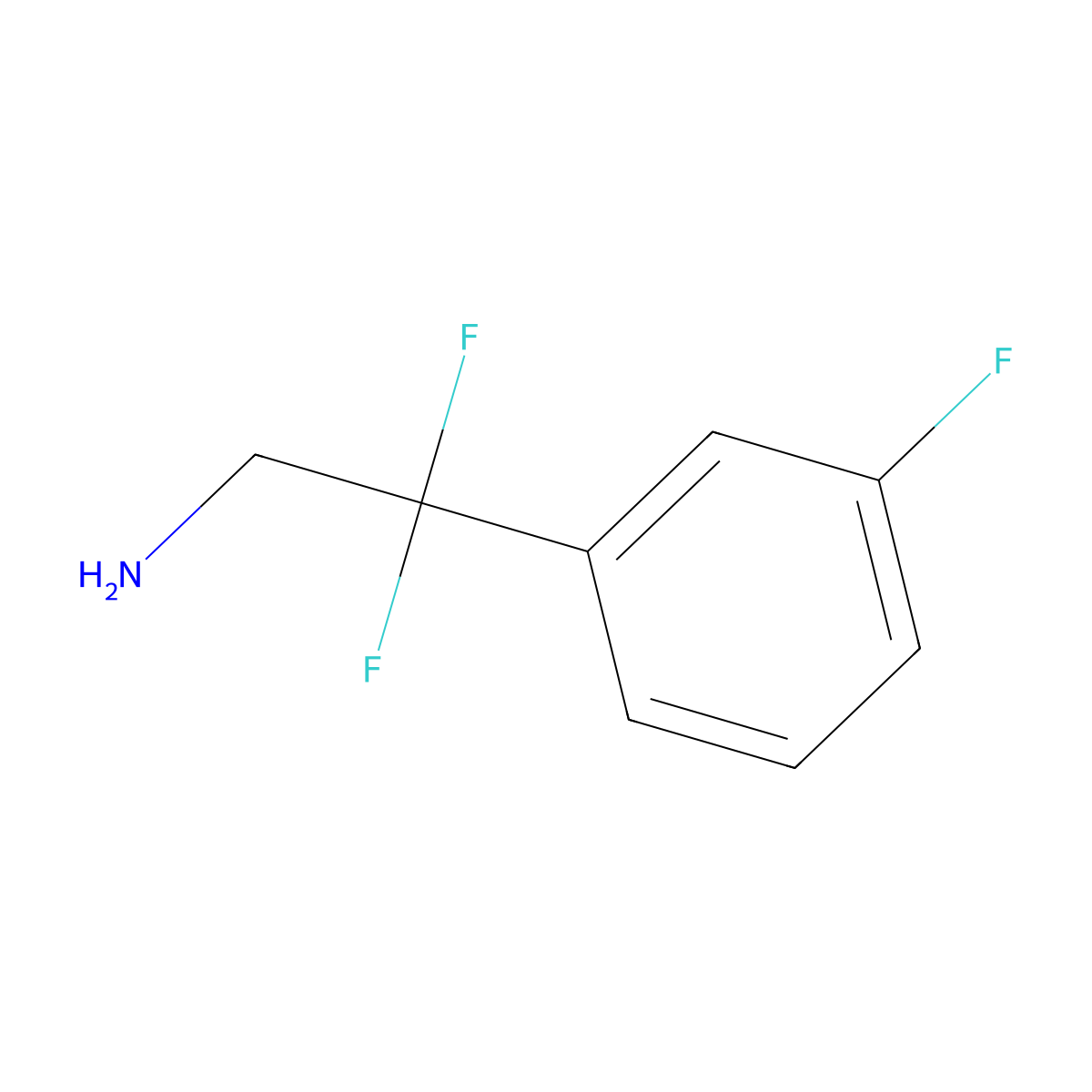 2,2-Difluoro-2-(3-fluorophenyl)ethan-1-amine molecular structure, CAS 1208070-88-5