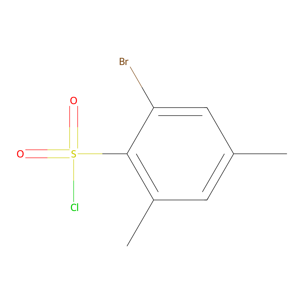 2-Bromo-4,6-dimethylbenzene-1-sulfonyl chloride molecular structure, CAS 1208074-67-2