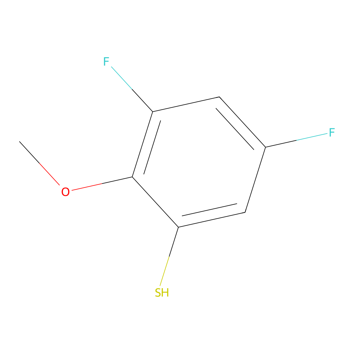 3,5-Difluoro-2-methoxythiophenol molecular structure, CAS 1208074-76-3