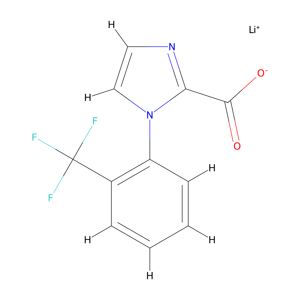 Lithium 1-(2-(trifluoromethyl)phenyl)-1H-imidazole-2-carboxylate molecular structure, CAS 1208074-93-4