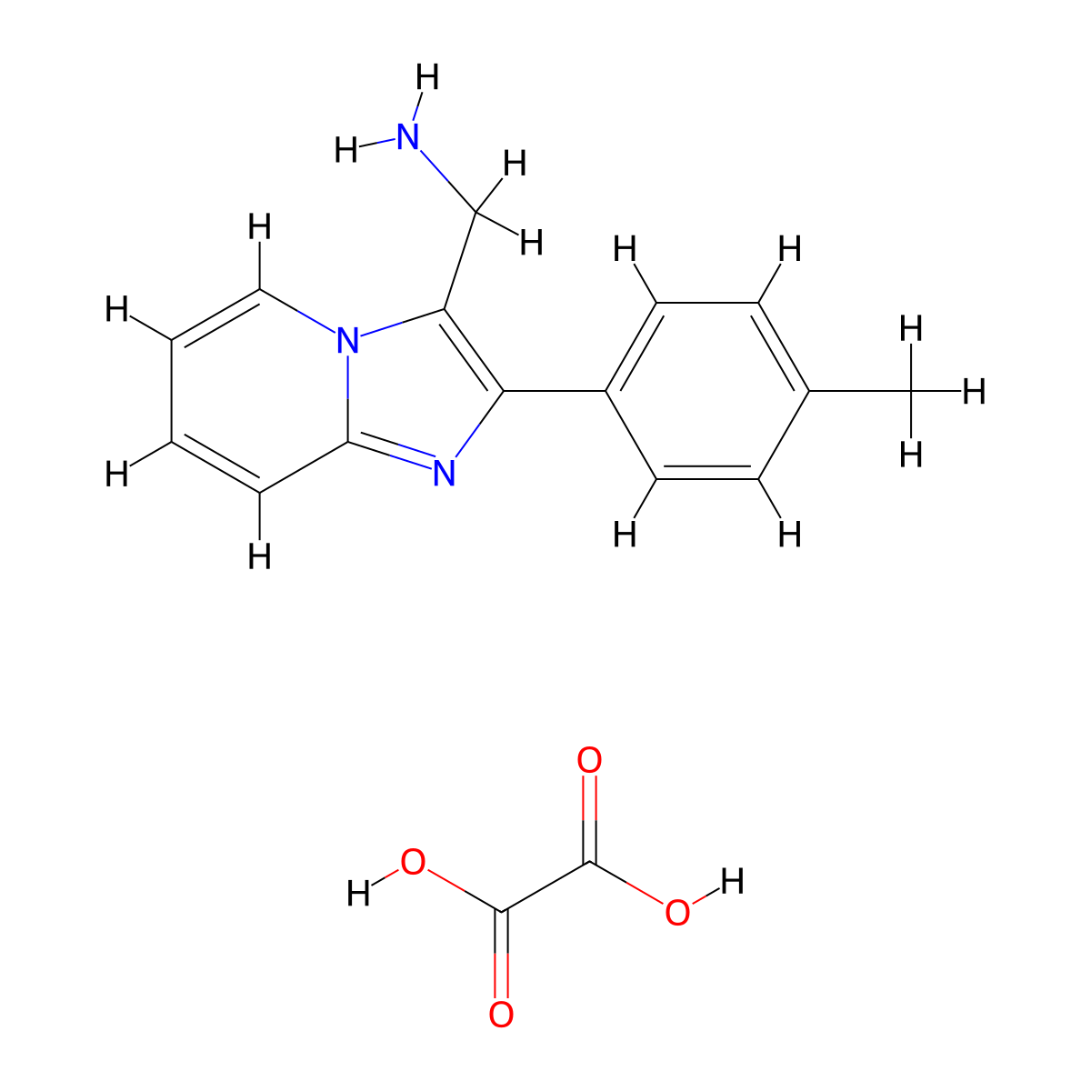 (2-(p-Tolyl)imidazo[1,2-a]pyridin-3-yl)methanamine oxalate molecular structure, CAS 1208075-07-3