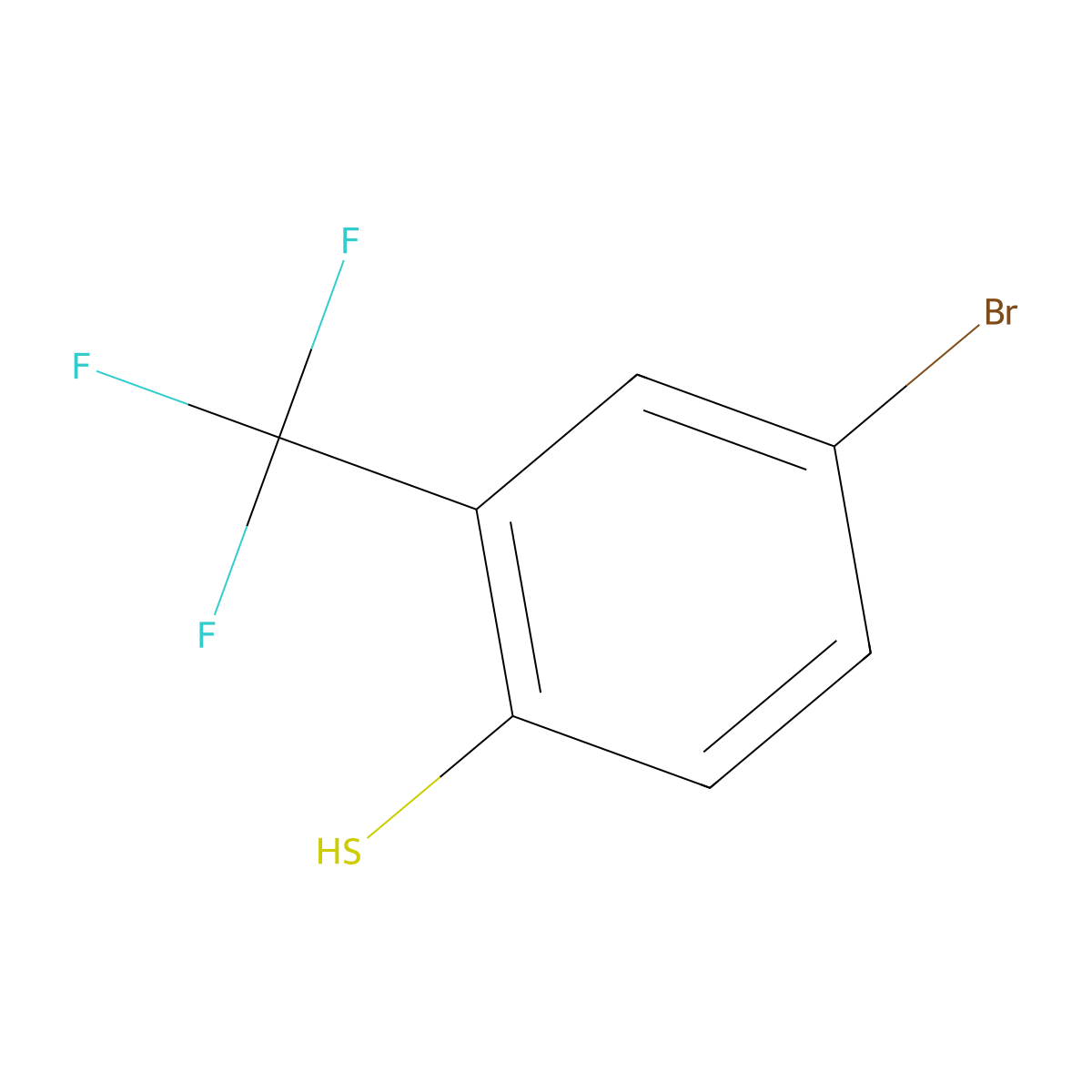 4-Bromo-2-(trifluoromethyl)benzenethiol molecular structure, CAS 1208075-10-8