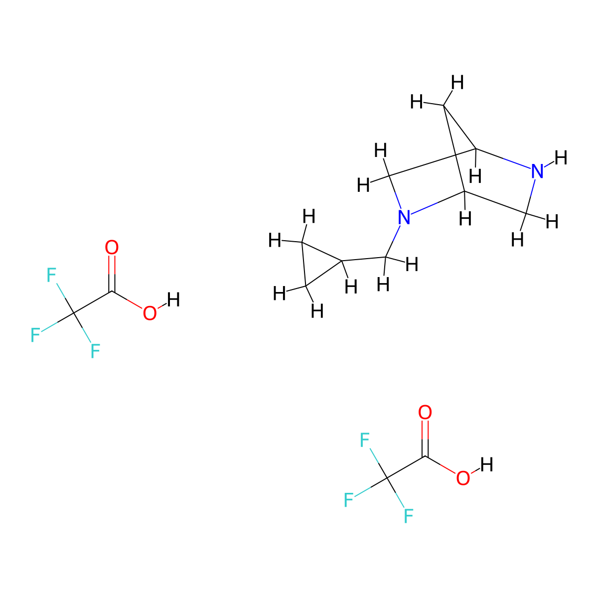 (1S,4S)-2-Cyclopropylmethyl-2,5-diaza-bicyclo[2.2.1]heptane di-trifluoroacetic acid molecular structure, CAS 1208075-35-7
