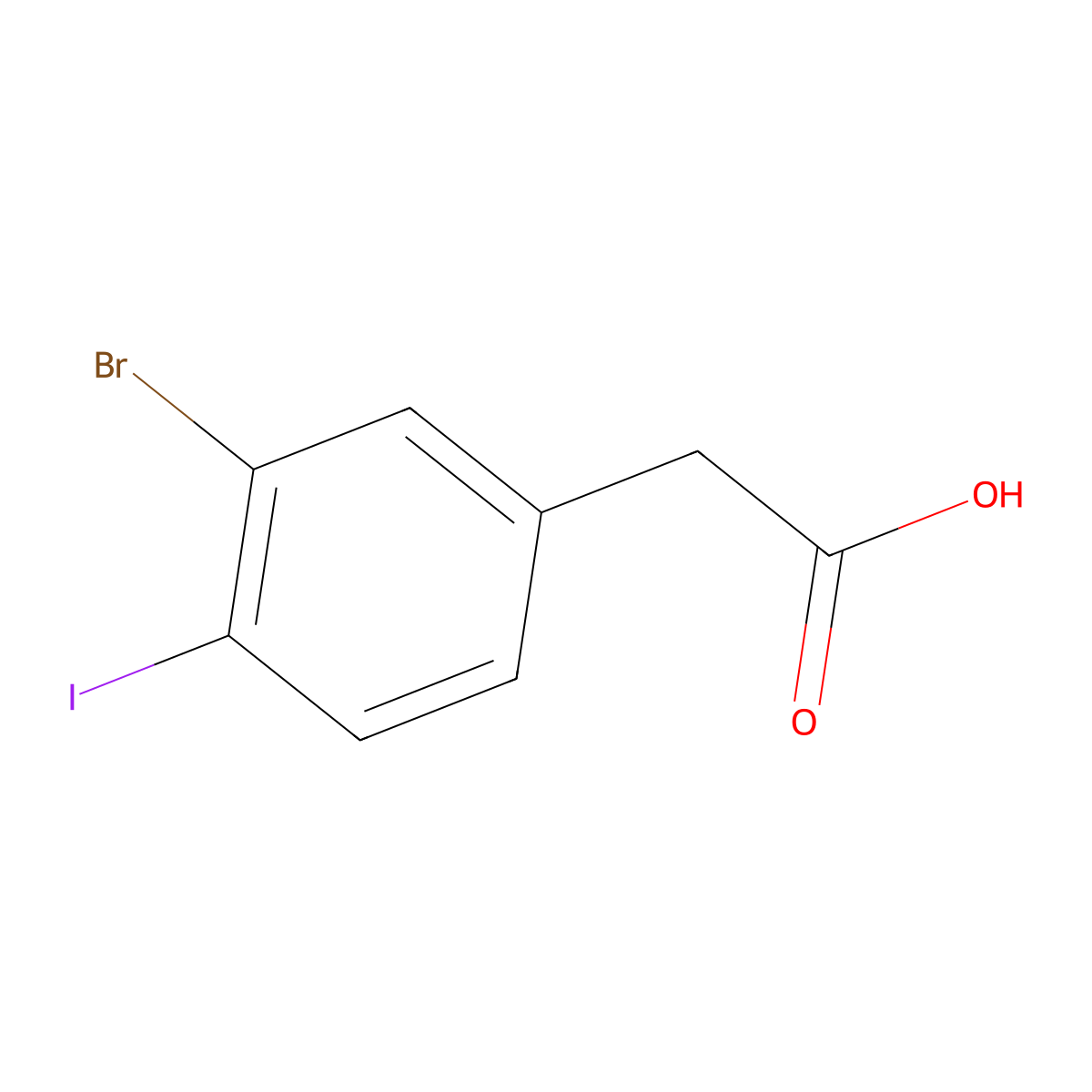 2-(3-Bromo-4-iodophenyl)acetic acid molecular structure, CAS 1208075-40-4