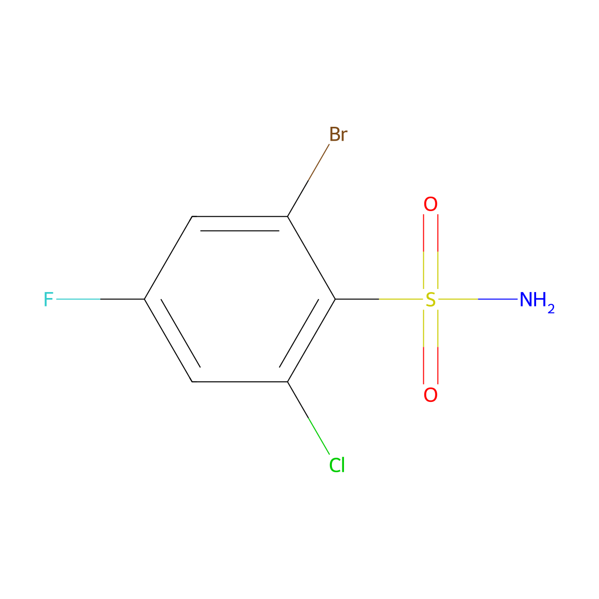 2-Bromo-6-chloro-4-fluorobenzenesulfonamide molecular structure, CAS 1208075-45-9