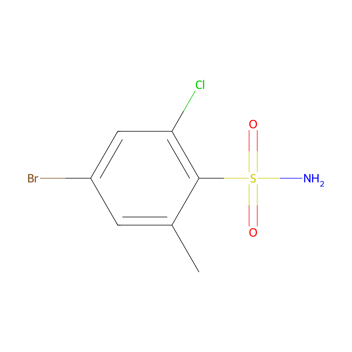 4-Bromo-2-chloro-6-methylbenzenesulfonamide molecular structure, CAS 1208075-51-7