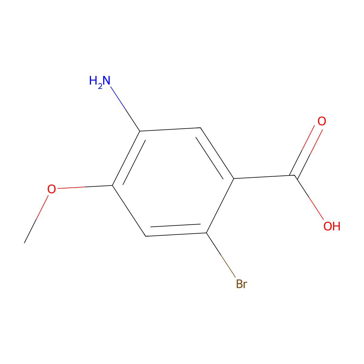 5-Amino-2-bromo-4-methoxybenzoic acid molecular structure, CAS 1208075-56-2