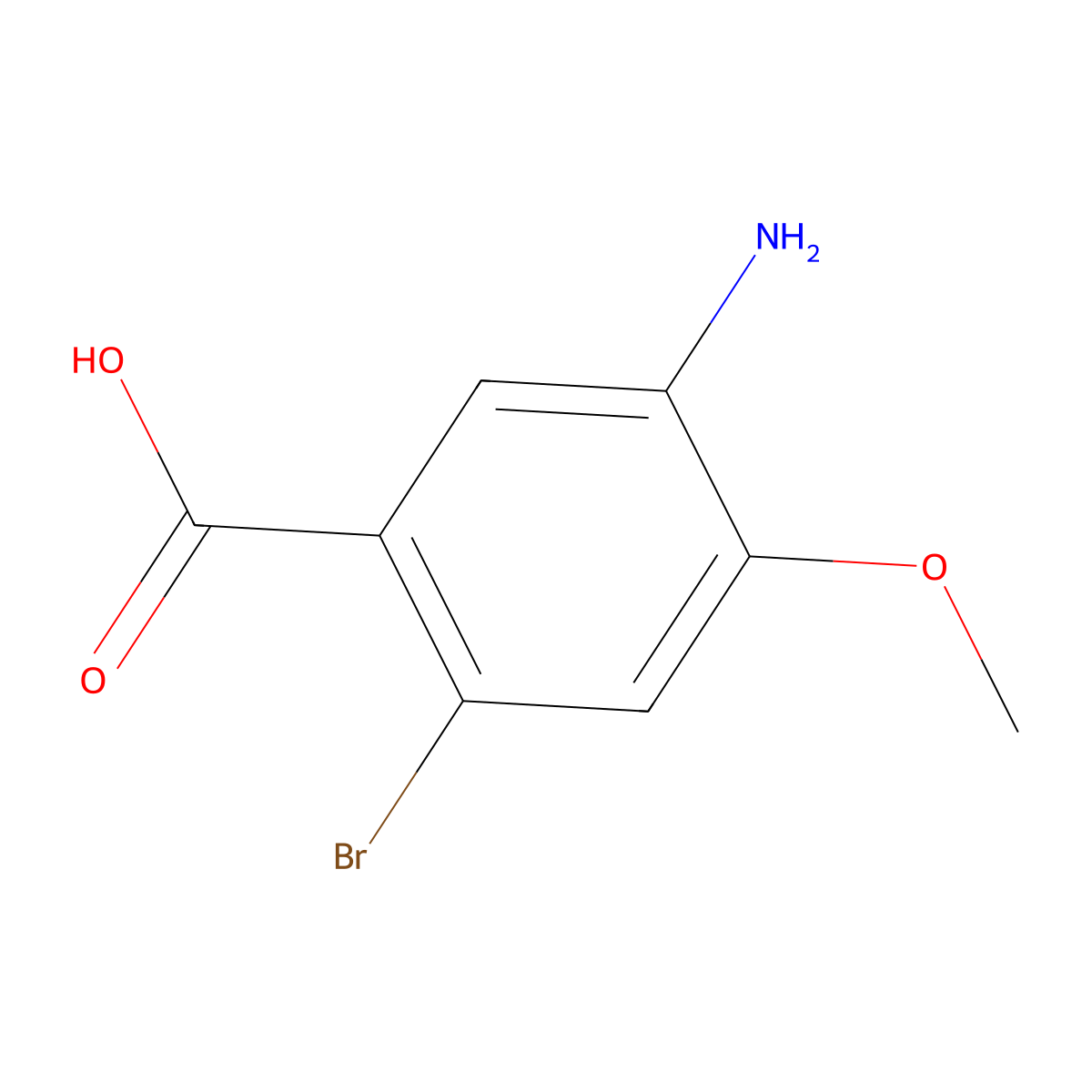 5-Amino-2-bromo-4-methoxybenzoic acid molecular structure, CAS 1208075-56-2