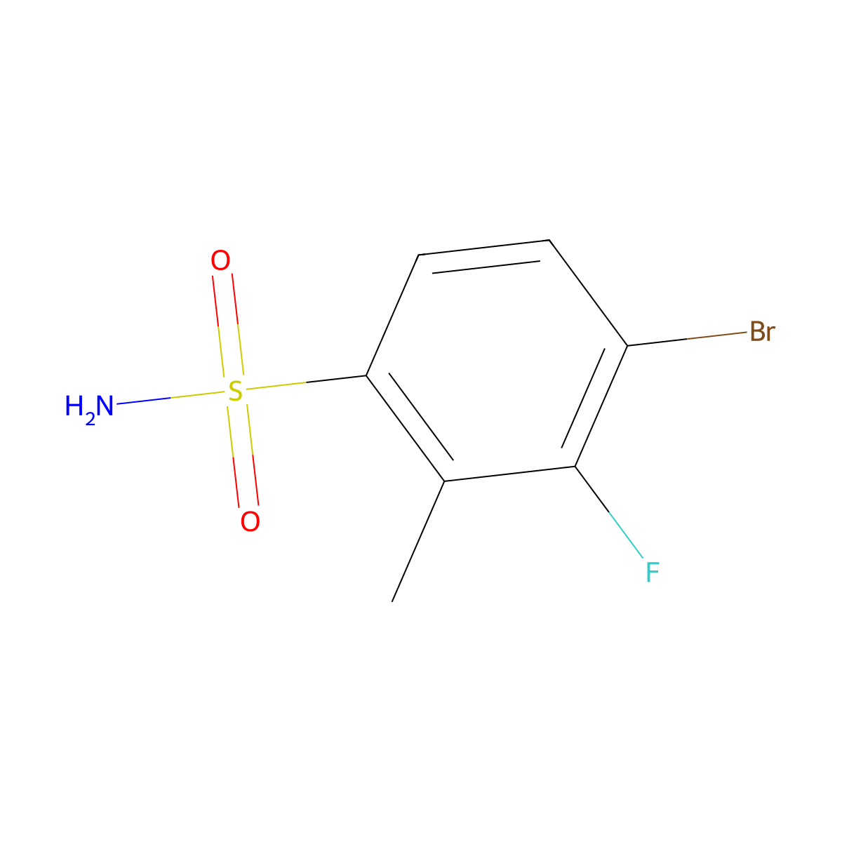 4-Bromo-3-fluoro-2-methylbenzenesulfonamide molecular structure, CAS 1208075-58-4