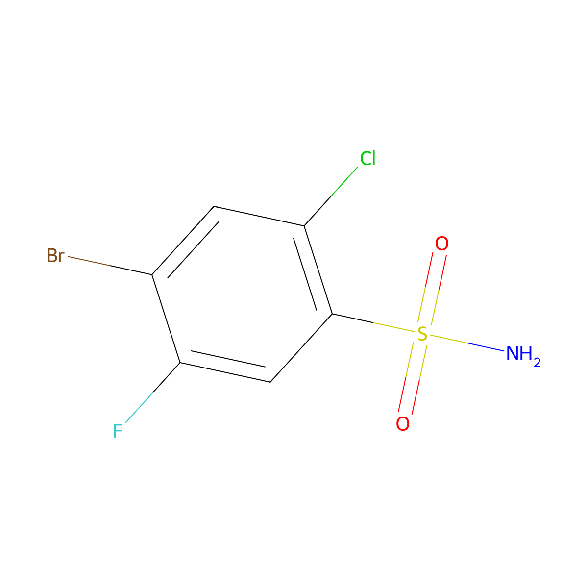 4-Bromo-2-chloro-5-fluorobenzenesulfonamide molecular structure, CAS 1208075-72-2