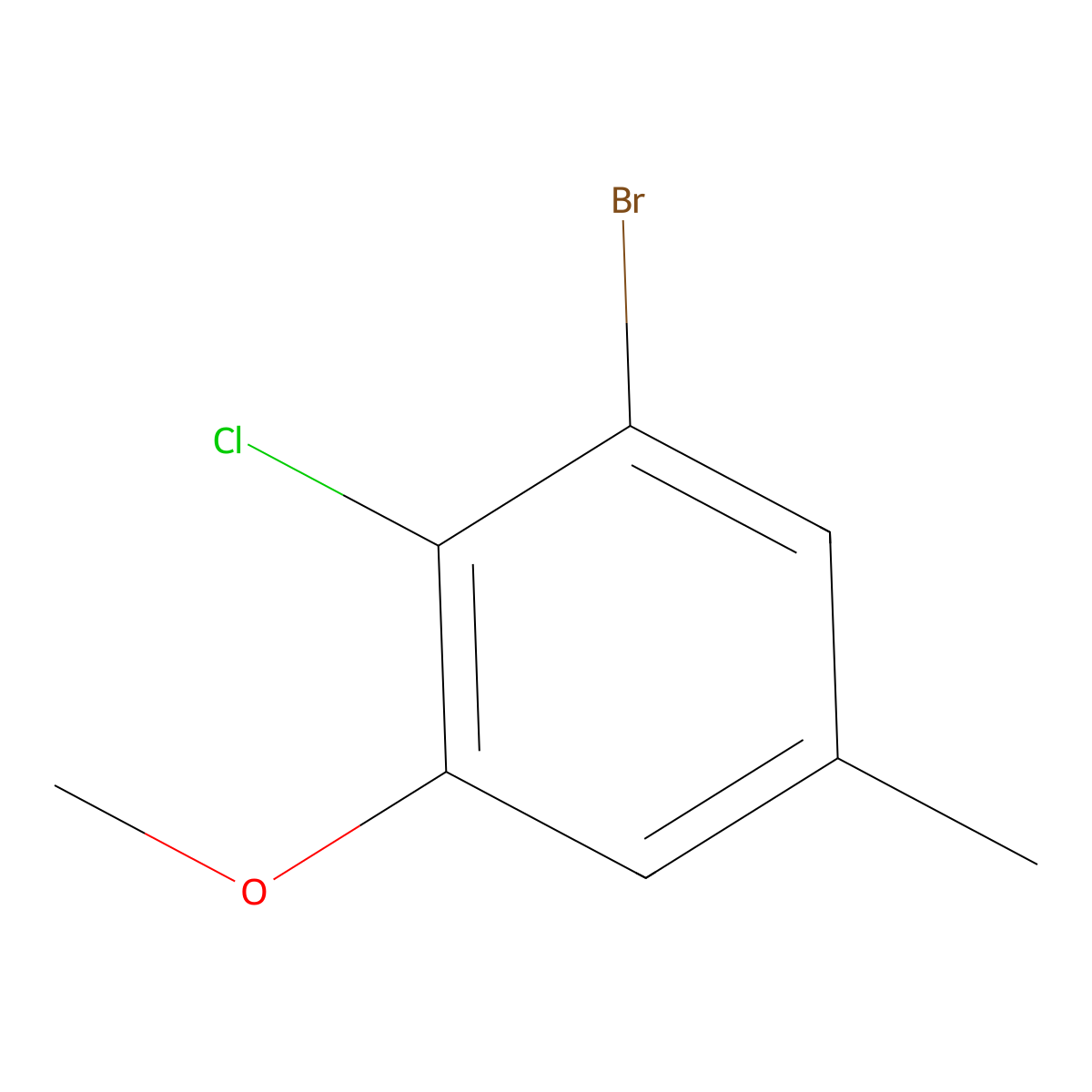 1-Bromo-2-chloro-3-methoxy-5-methylbenzene molecular structure, CAS 1208075-75-5