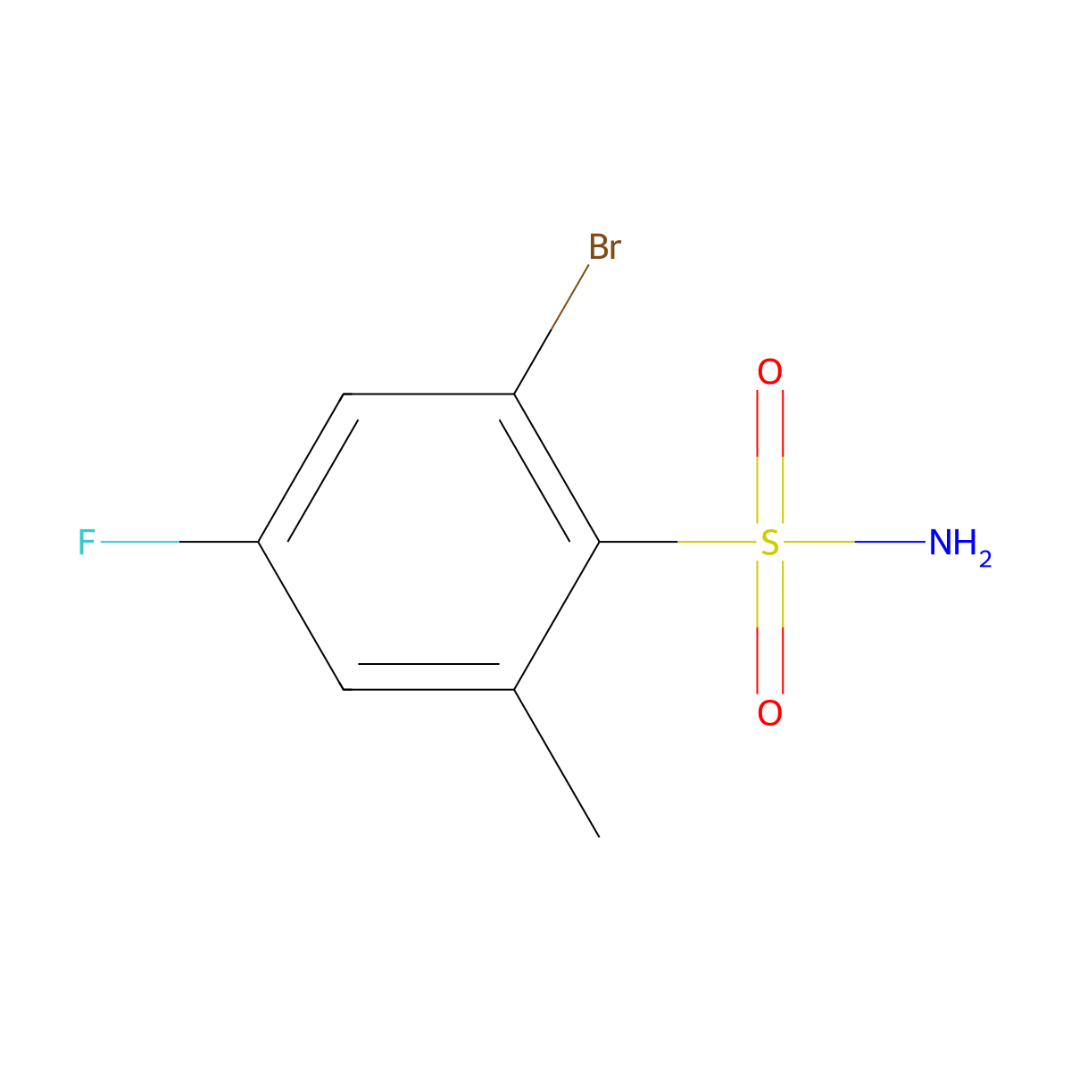 2-Bromo-4-fluoro-6-methylbenzenesulfonamide molecular structure, CAS 1208075-77-7