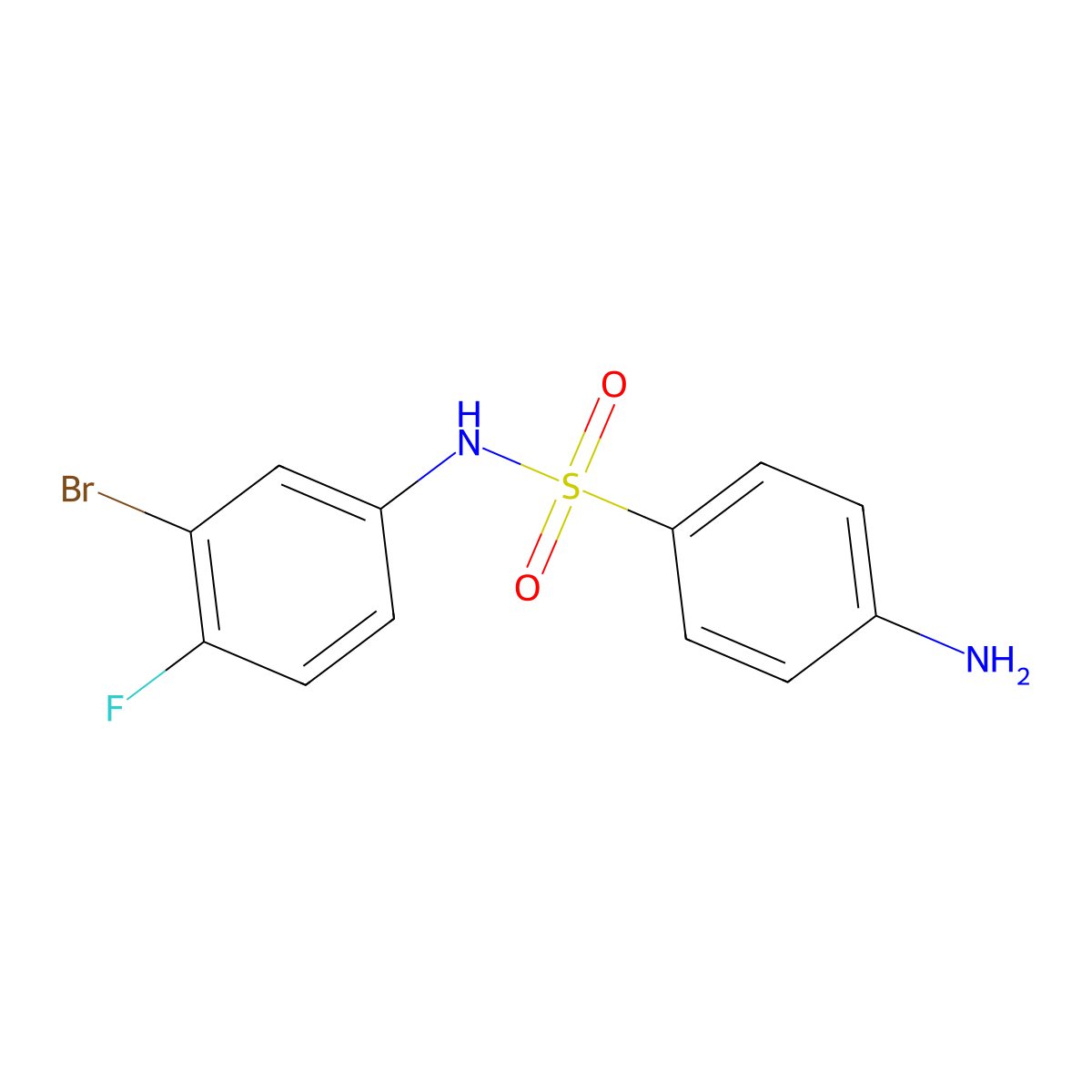 4-amino-N-(3-bromo-4-fluorophenyl)benzenesulfonamide molecular structure, CAS 1208075-85-7