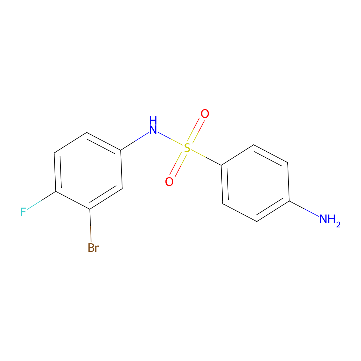 4-amino-N-(3-bromo-4-fluorophenyl)benzenesulfonamide molecular structure, CAS 1208075-85-7