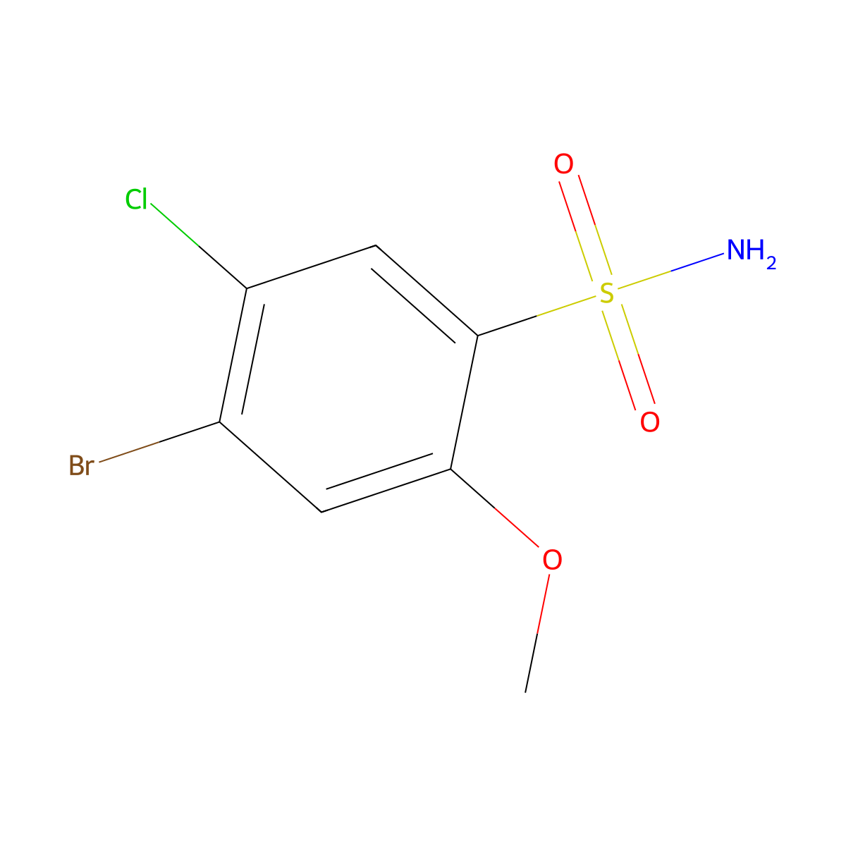 4-Bromo-5-chloro-2-methoxybenzenesulfonamide molecular structure, CAS 1208075-86-8