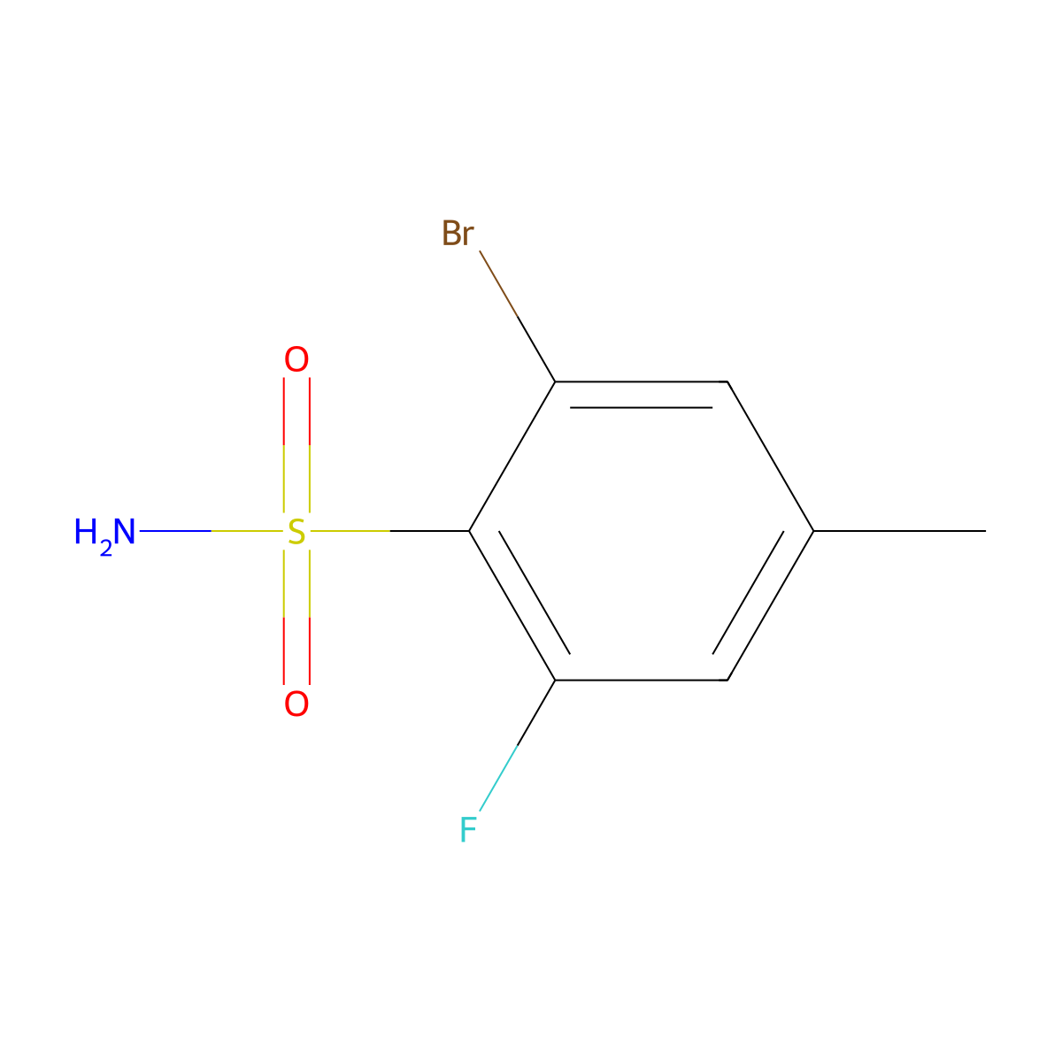 2-Bromo-6-fluoro-4-methylbenzenesulfonamide molecular structure, CAS 1208075-90-4