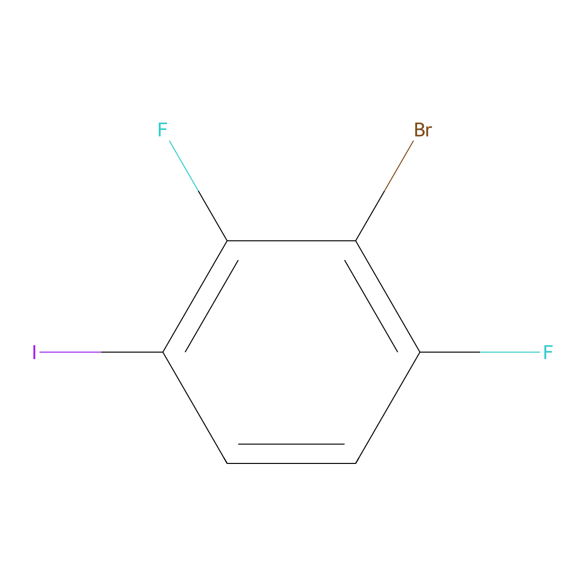 2-Bromo-1,3-difluoro-4-iodobenzene molecular structure, CAS 1208076-06-5