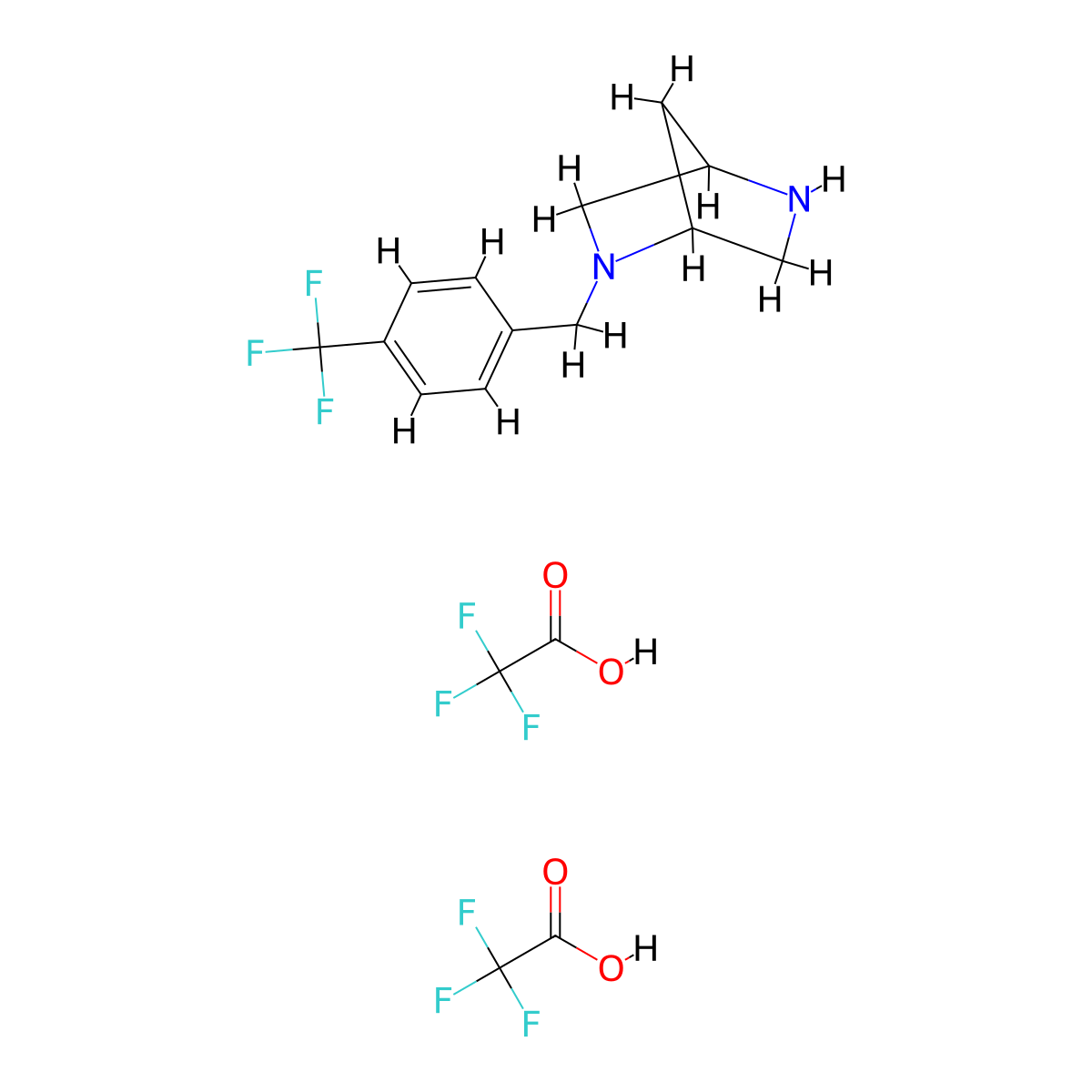2-(4-Trifluoromethylbenzyl)-2,5-diaza-bicyclo[2.2.1]heptane di-trifluoro-acetic acid salt molecular structure, CAS 1208076-14-5