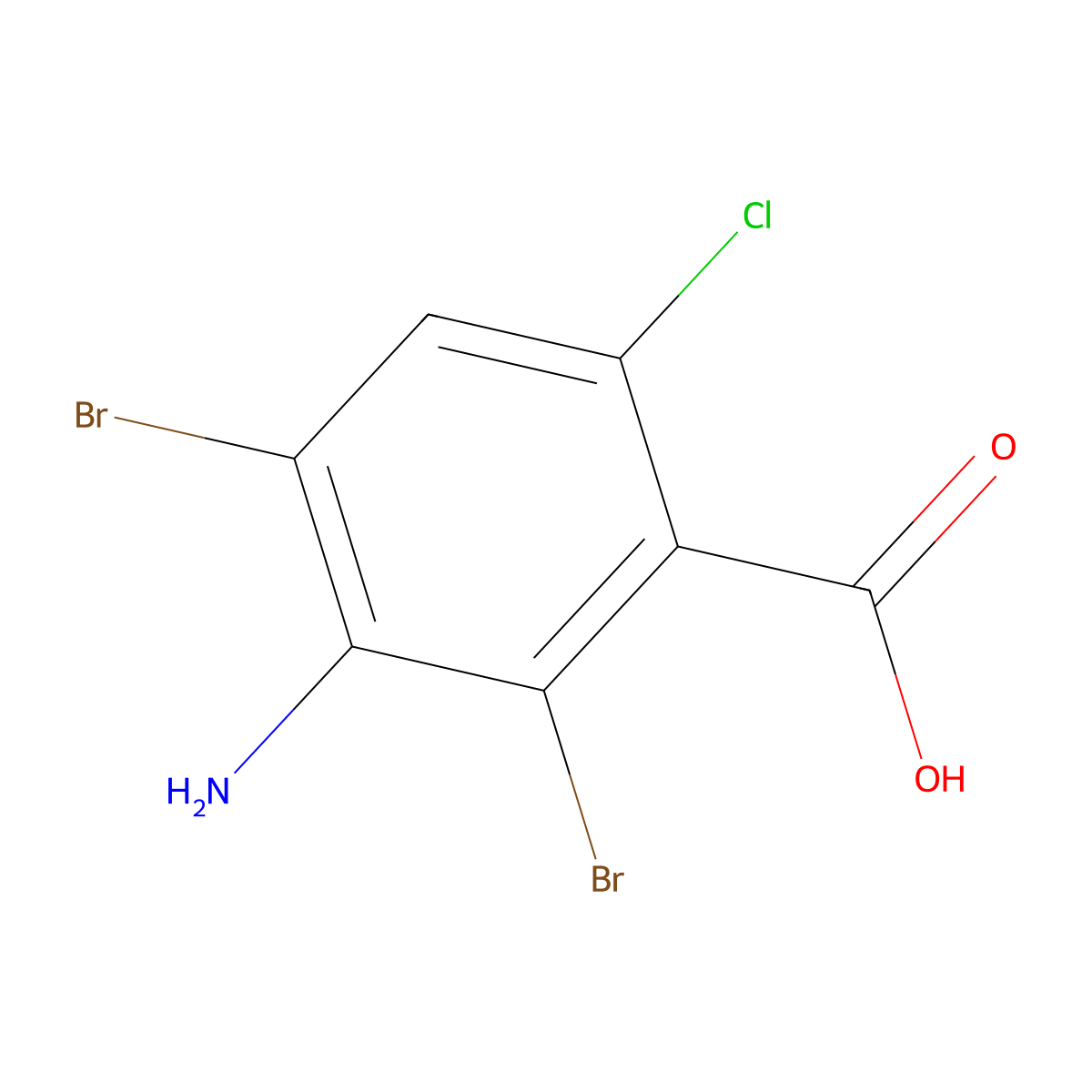 3-Amino-2,4-dibromo-6-chlorobenzoic acid molecular structure, CAS 1208076-16-7