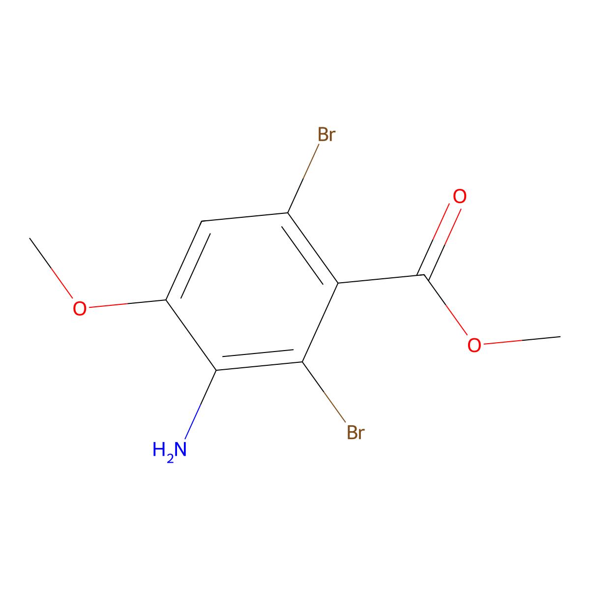 Methyl 3-Amino-2,6-dibromo-4-methoxybenzoate molecular structure, CAS 1208076-20-3
