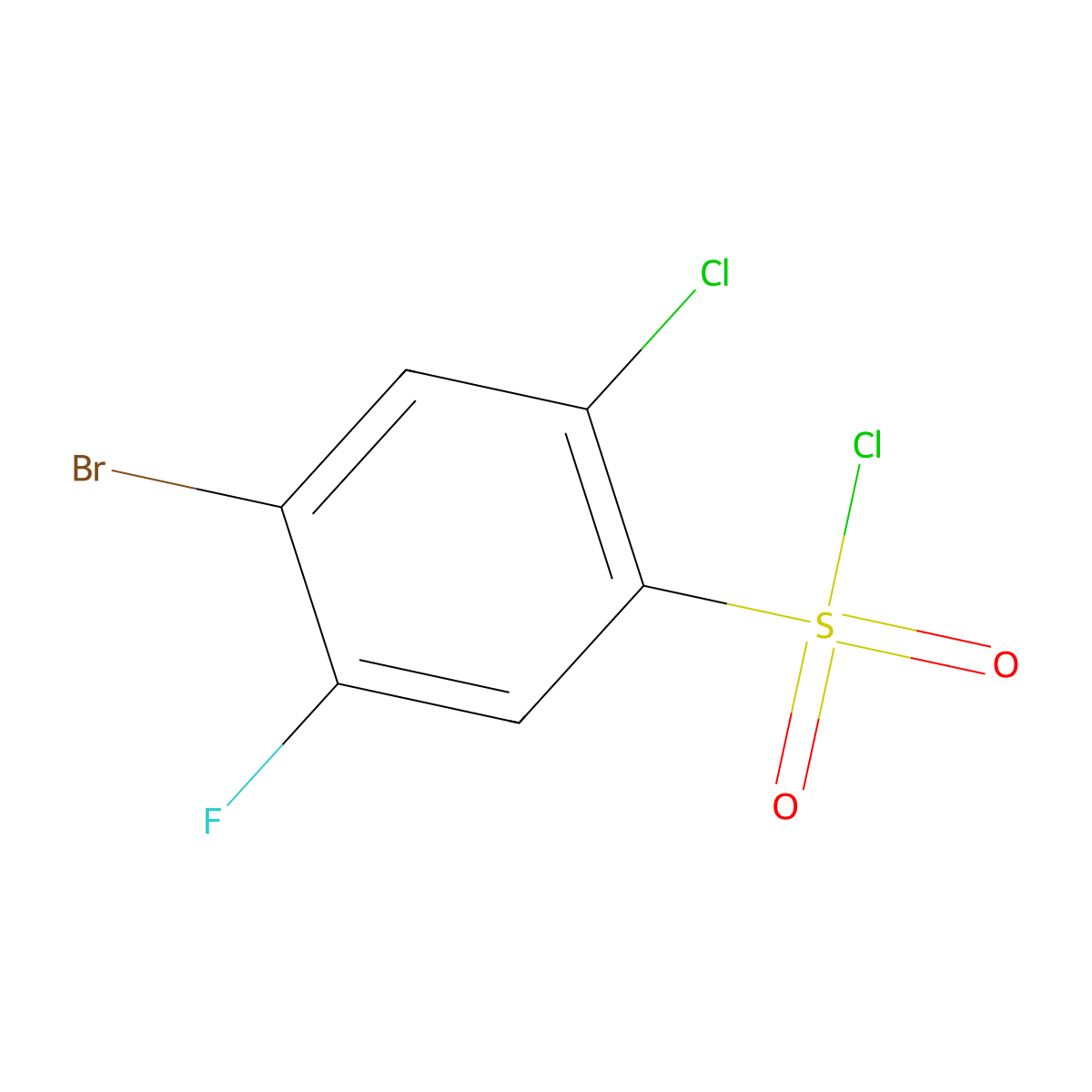 4-Bromo-2-chloro-5-fluorobenzenesulfonyl chloride molecular structure, CAS 1208076-22-5