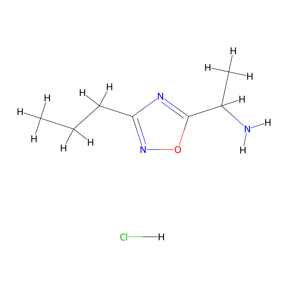 1-(3-Propyl-1,2,4-oxadiazol-5-yl) ethylamine hydrochloride molecular structure, CAS 1208076-31-6