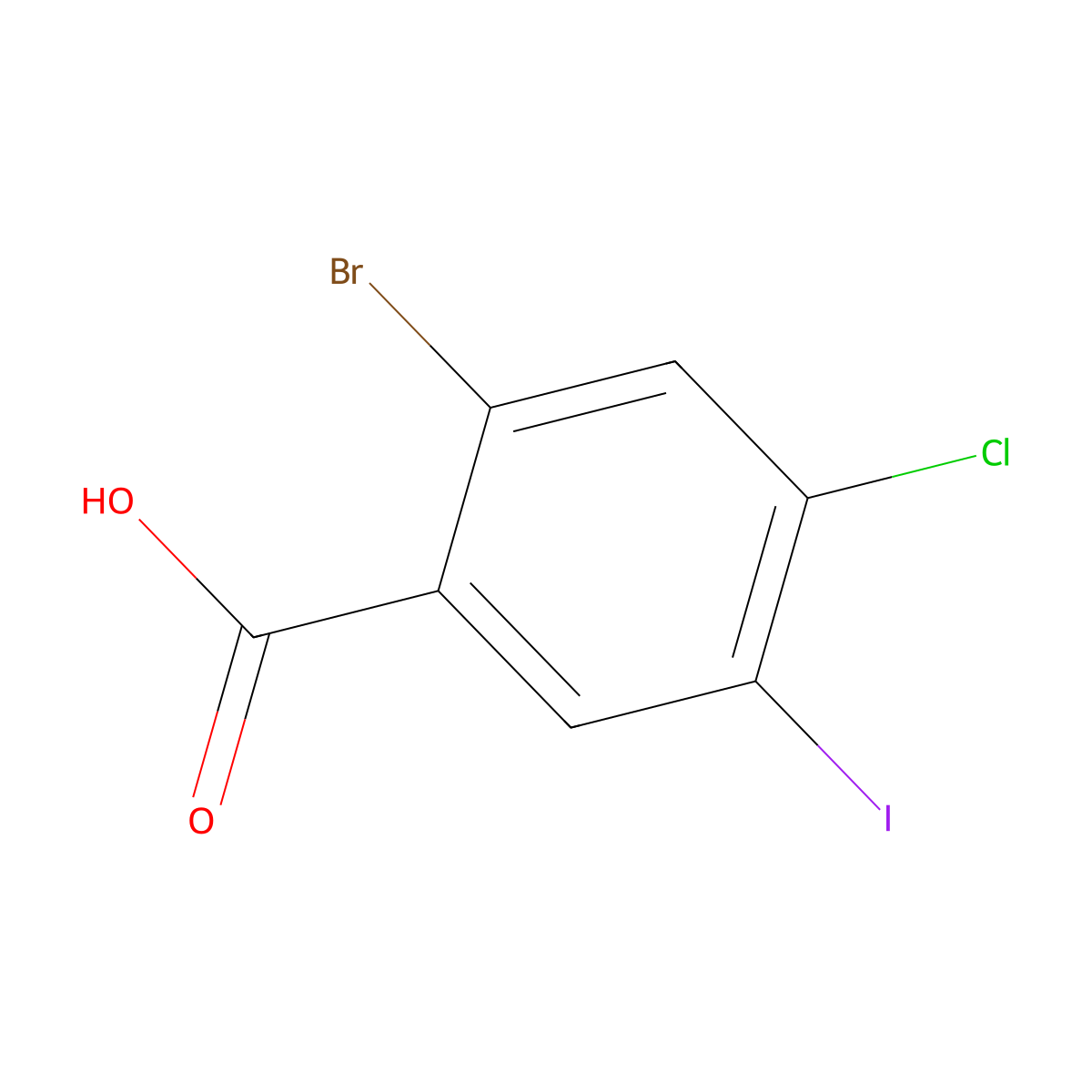 2-Bromo-4-chloro-5-iodobenzoic acid molecular structure, CAS 1208076-35-0