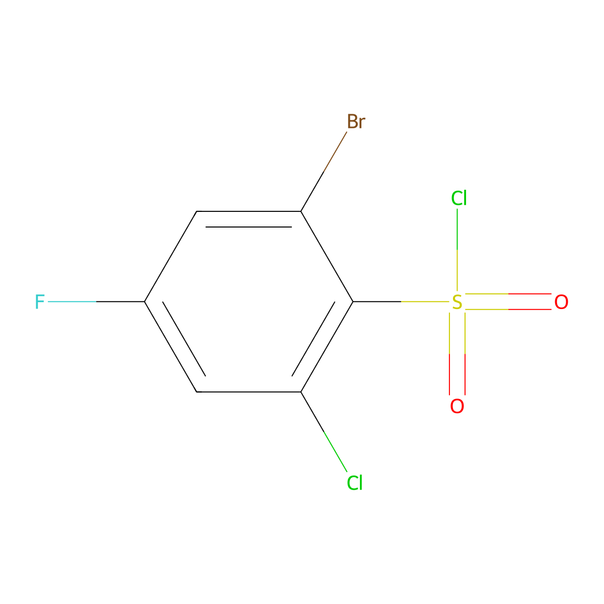 2-Bromo-6-chloro-4-fluorobenzene-1-sulfonyl chloride molecular structure, CAS 1208076-43-0