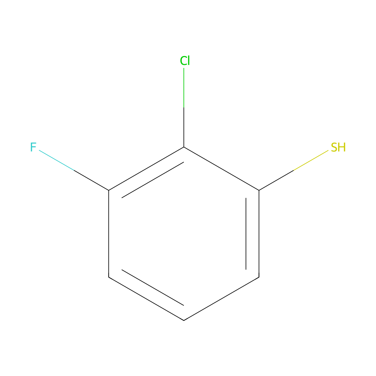 2-Chloro-3-fluorobenzenethiol molecular structure, CAS 1208076-56-5