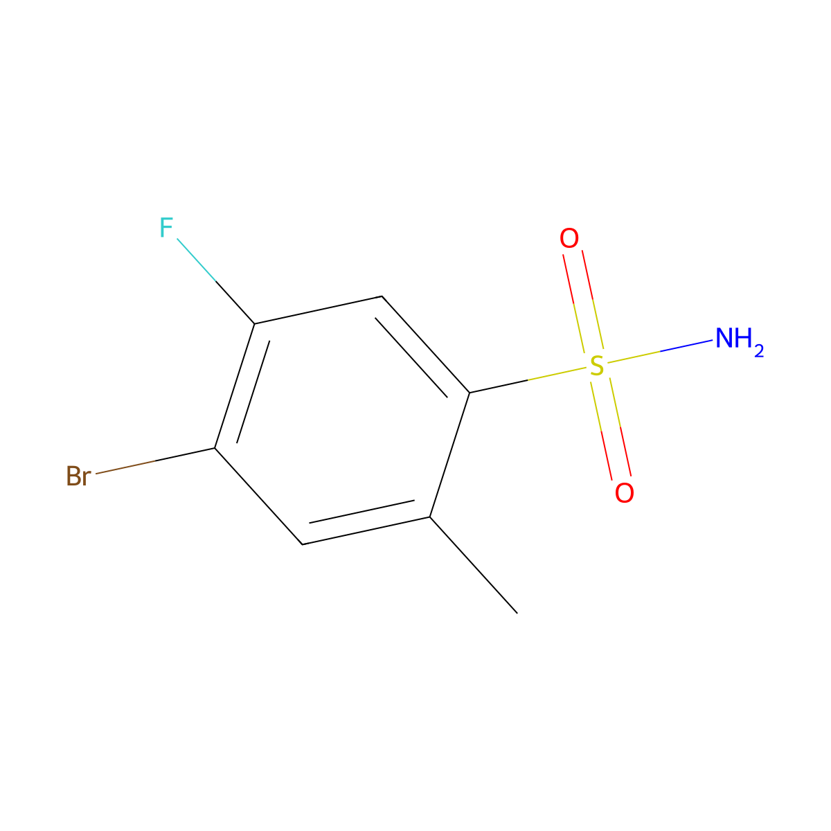 4-Bromo-5-fluoro-2-methylbenzenesulfonamide molecular structure, CAS 1208076-61-2