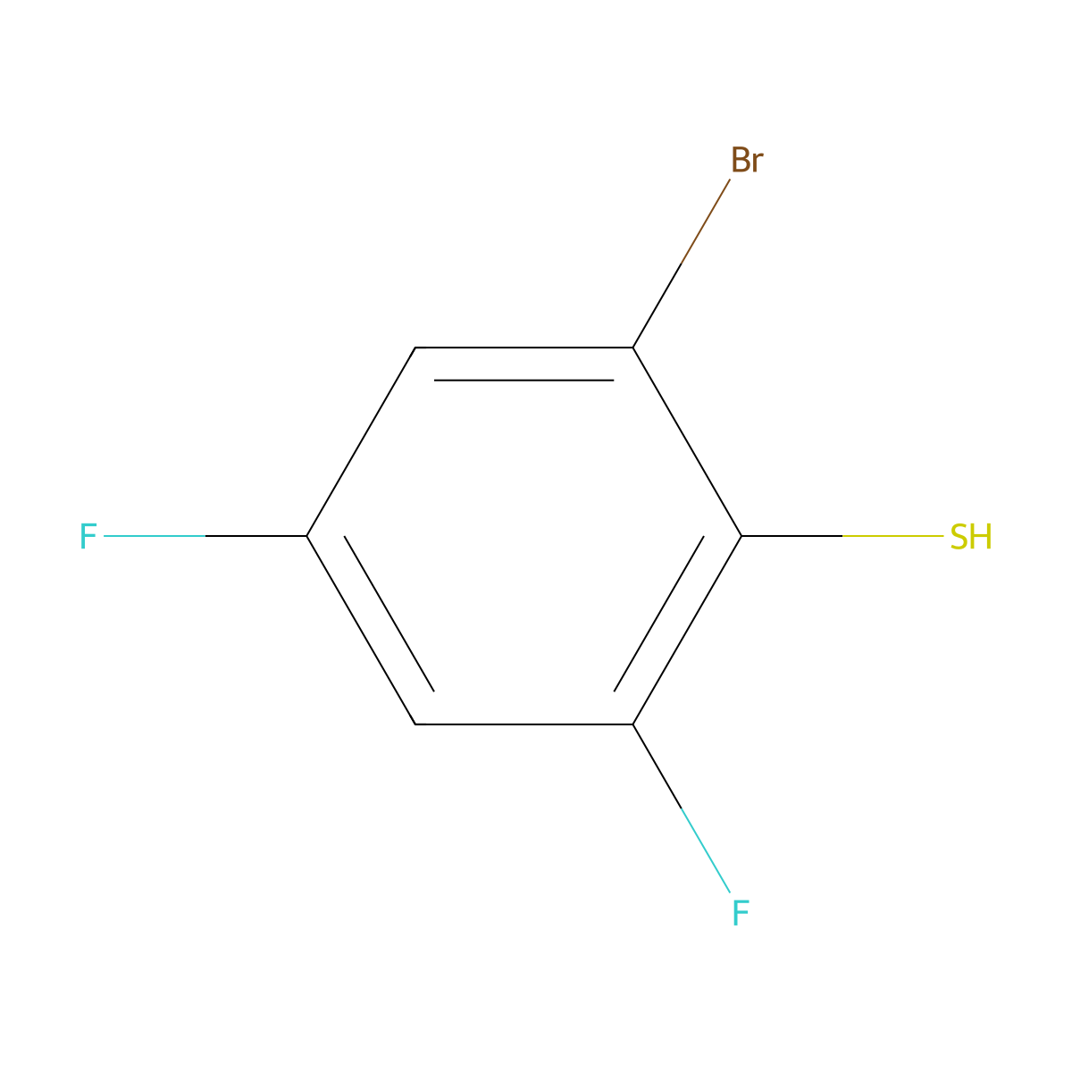 2-Bromo-4,6-difluorobenzenethiol molecular structure, CAS 1208076-63-4