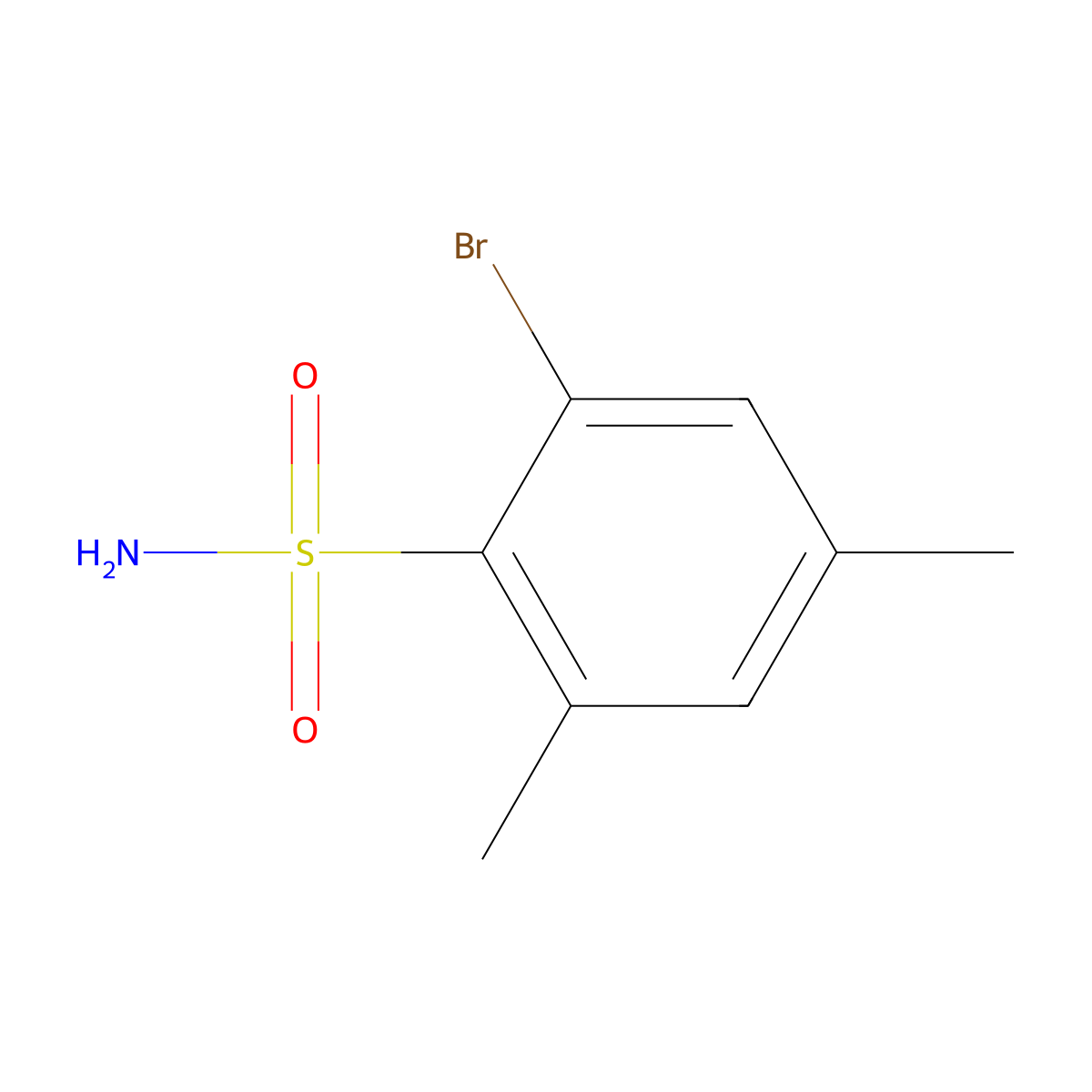 2-Bromo-4,6-dimethylbenzenesulfonamide molecular structure, CAS 1208076-64-5