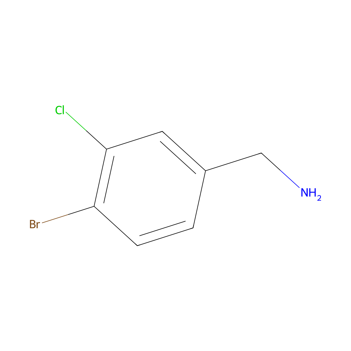(4-Bromo-3-chlorophenyl)methanamine molecular structure, CAS 1208076-65-6