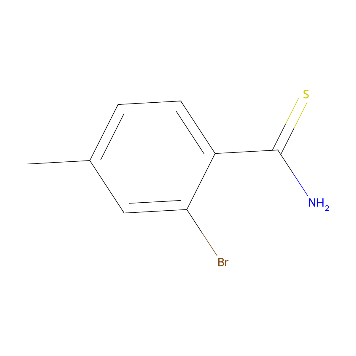 2-Bromo-4-methylthiobenzamide molecular structure, CAS 1208076-70-3