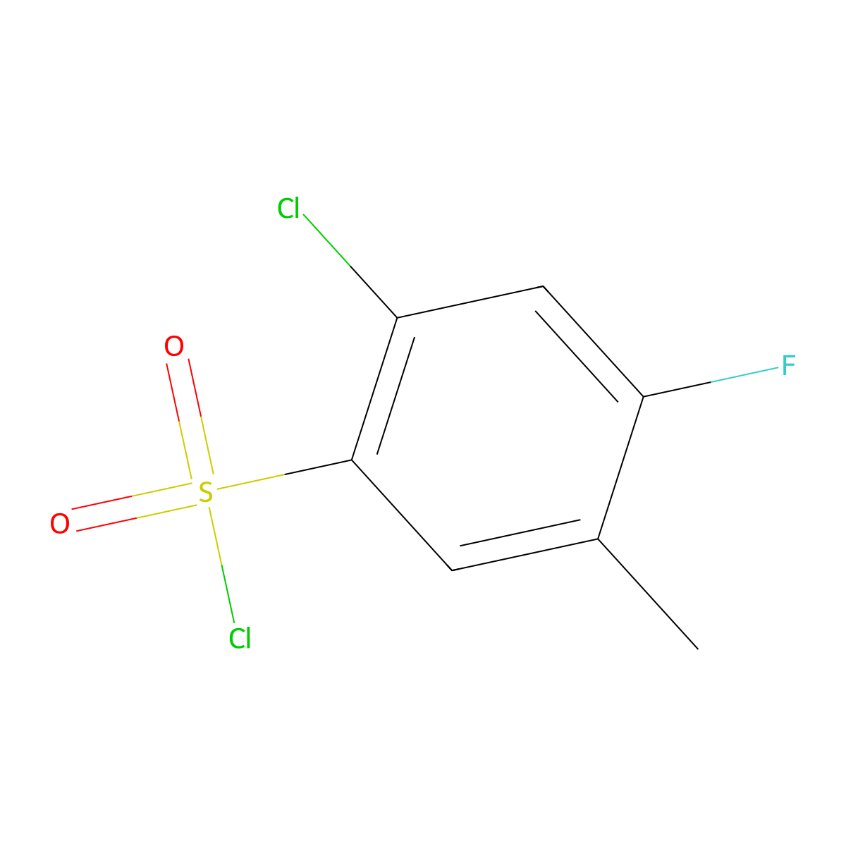 2-Chloro-4-fluoro-5-methylbenzenesulfonyl chloride molecular structure, CAS 1208076-71-4