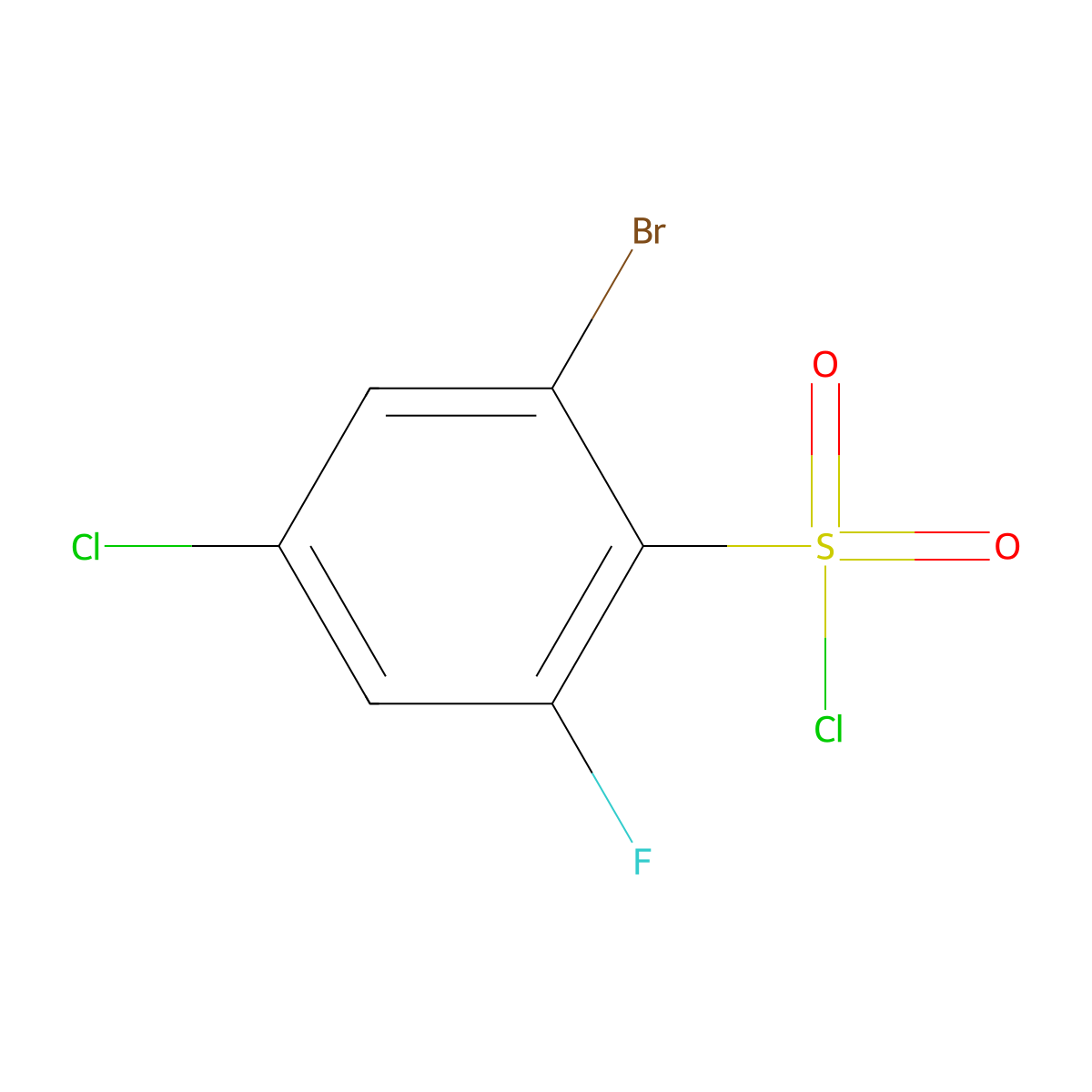 2-Bromo-4-chloro-6-fluorobenzenesulfonyl chloride molecular structure, CAS 1208076-72-5
