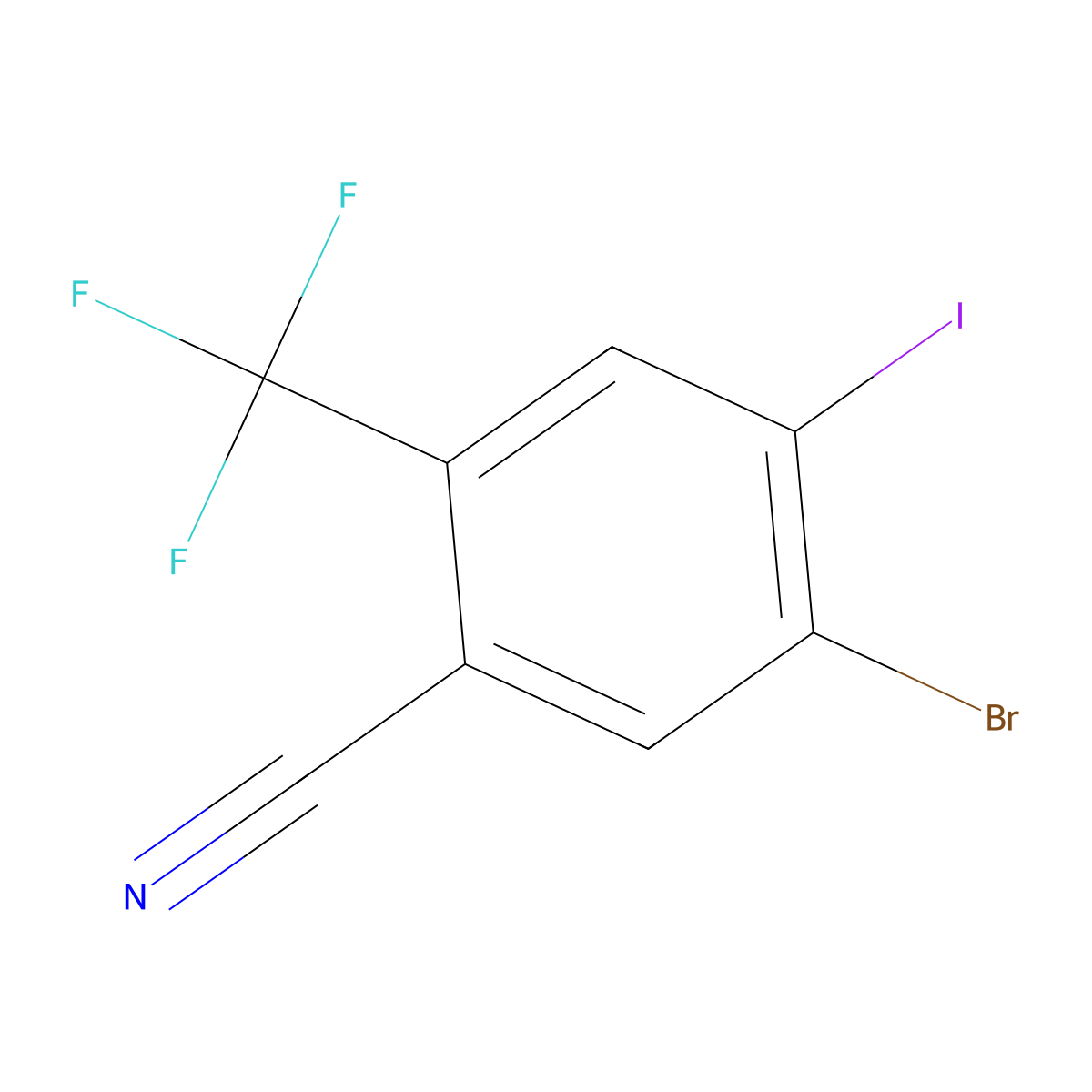 5-Bromo-4-iodo-2-(trifluoromethyl)benzonitrile molecular structure, CAS 1208076-73-6