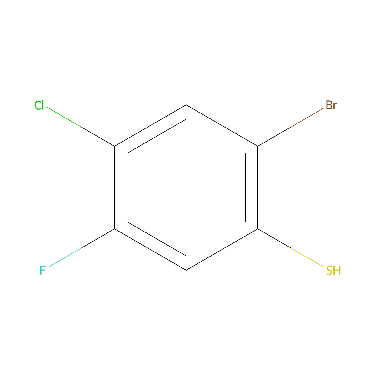 2-Bromo-4-chloro-5-fluorothiophenol molecular structure, CAS 1208076-79-2