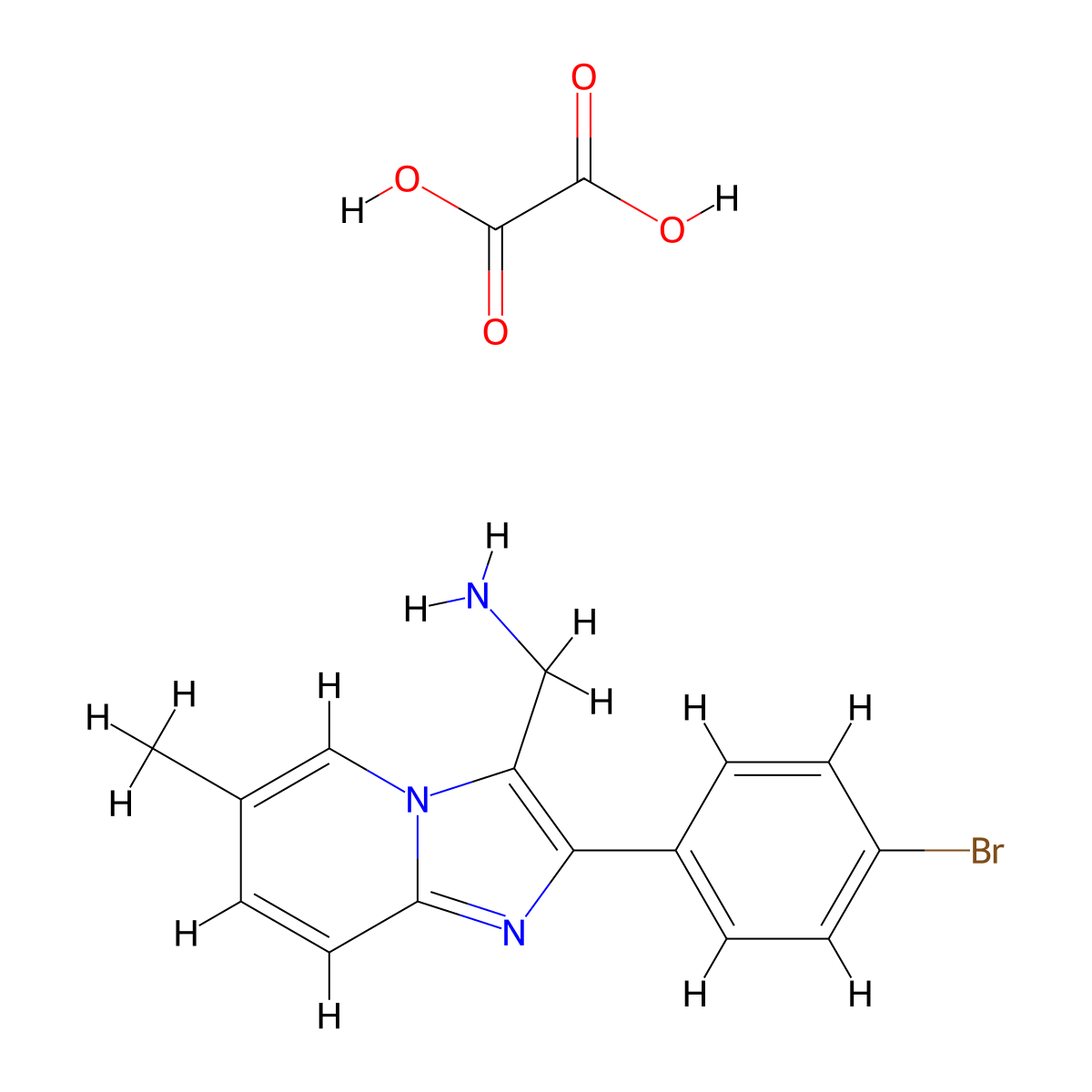 (2-(4-Bromophenyl)-6-methylimidazo[1,2-a]pyridin-3-yl)methanamine oxalate molecular structure, CAS 1208076-90-7