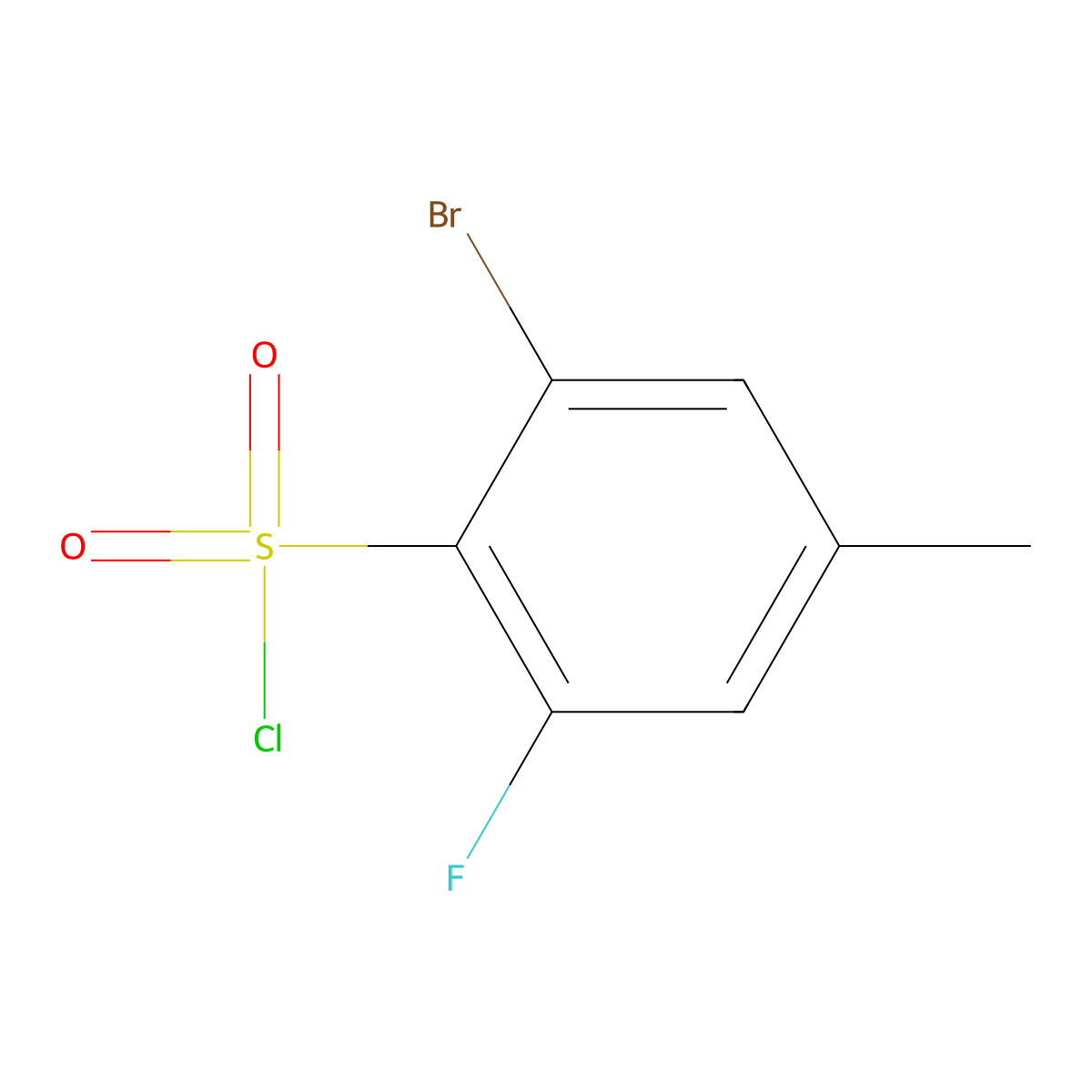 2-Bromo-6-fluoro-4-methylbenzene-1-sulfonyl chloride molecular structure, CAS 1208076-93-0