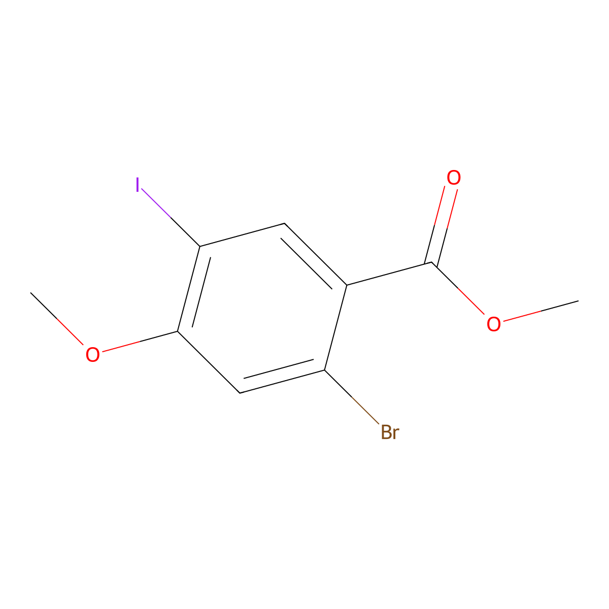 Methyl 2-Bromo-5-iodo-4-methoxybenzoate molecular structure, CAS 1208076-98-5