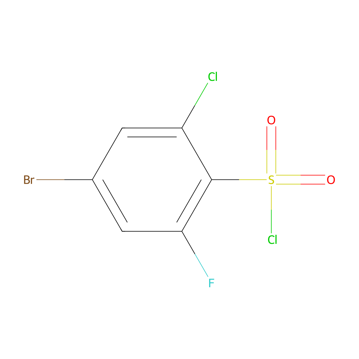 4-Bromo-2-chloro-6-fluorobenzenesulfonyl chloride molecular structure, CAS 1208077-03-5