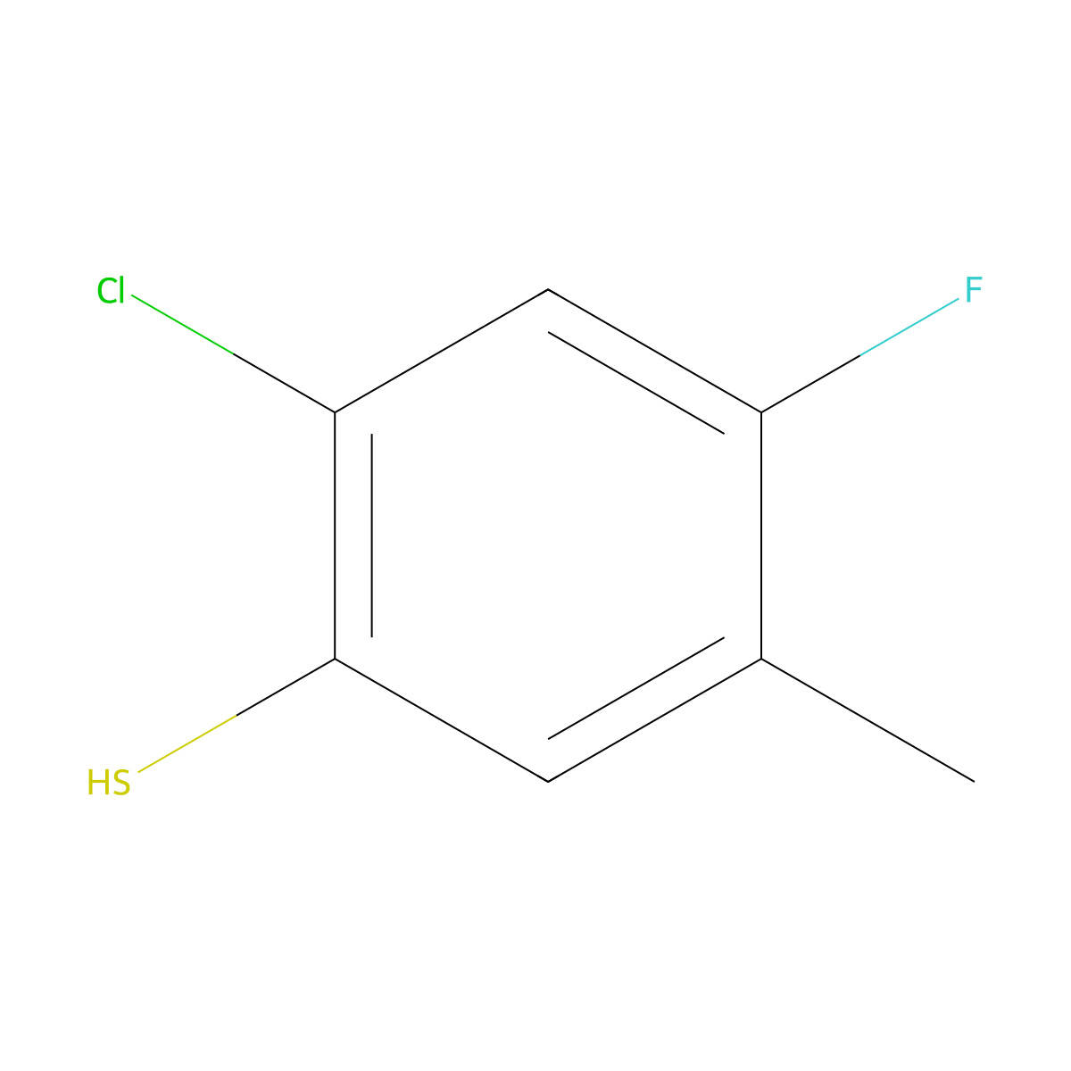 2-Chloro-4-fluoro-5-methylbenzenethiol molecular structure, CAS 1208077-04-6