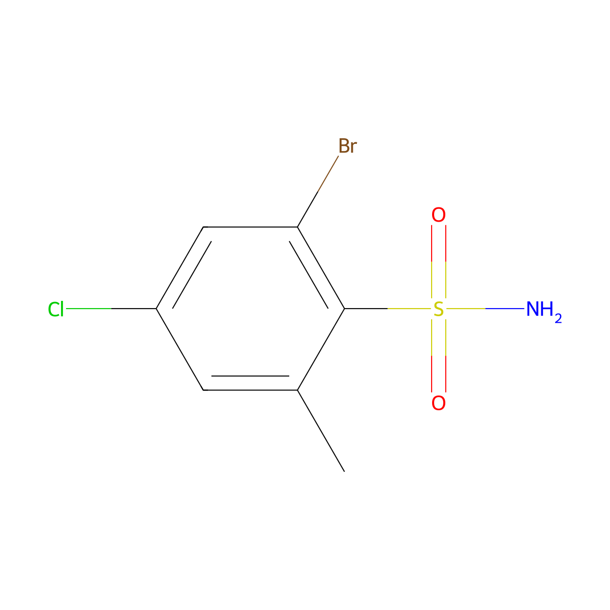 2-Bromo-4-chloro-6-methylbenzenesulfonamide molecular structure, CAS 1208077-11-5