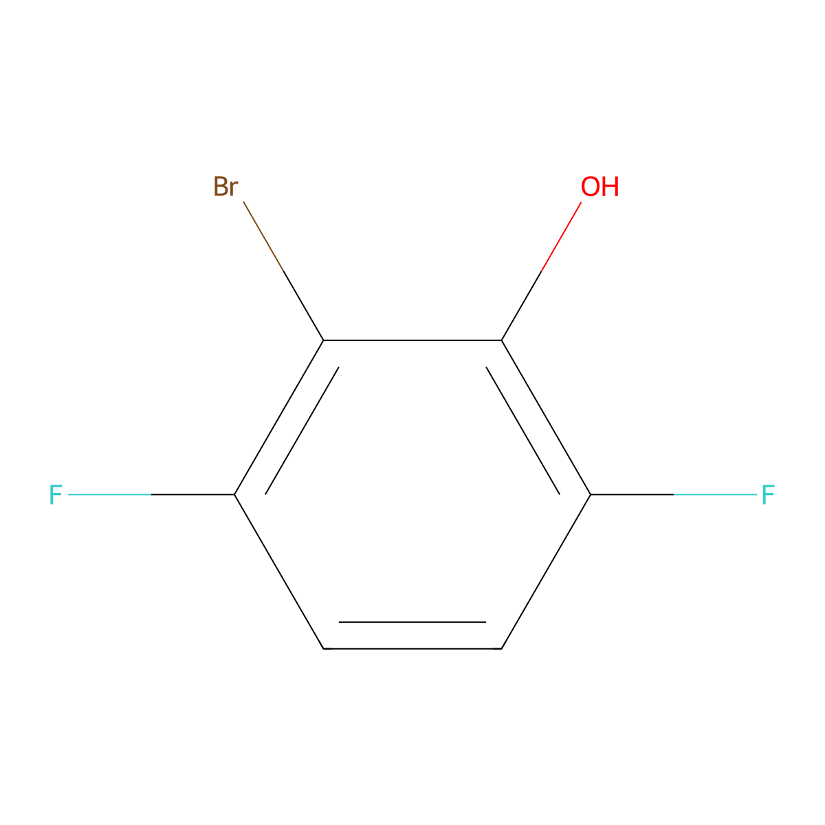 2-Bromo-3,6-difluorophenol molecular structure, CAS 1208077-18-2