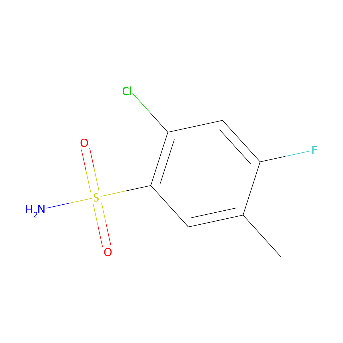 2-Chloro-4-fluoro-5-methylbenzenesulfonamide molecular structure, CAS 1208077-19-3