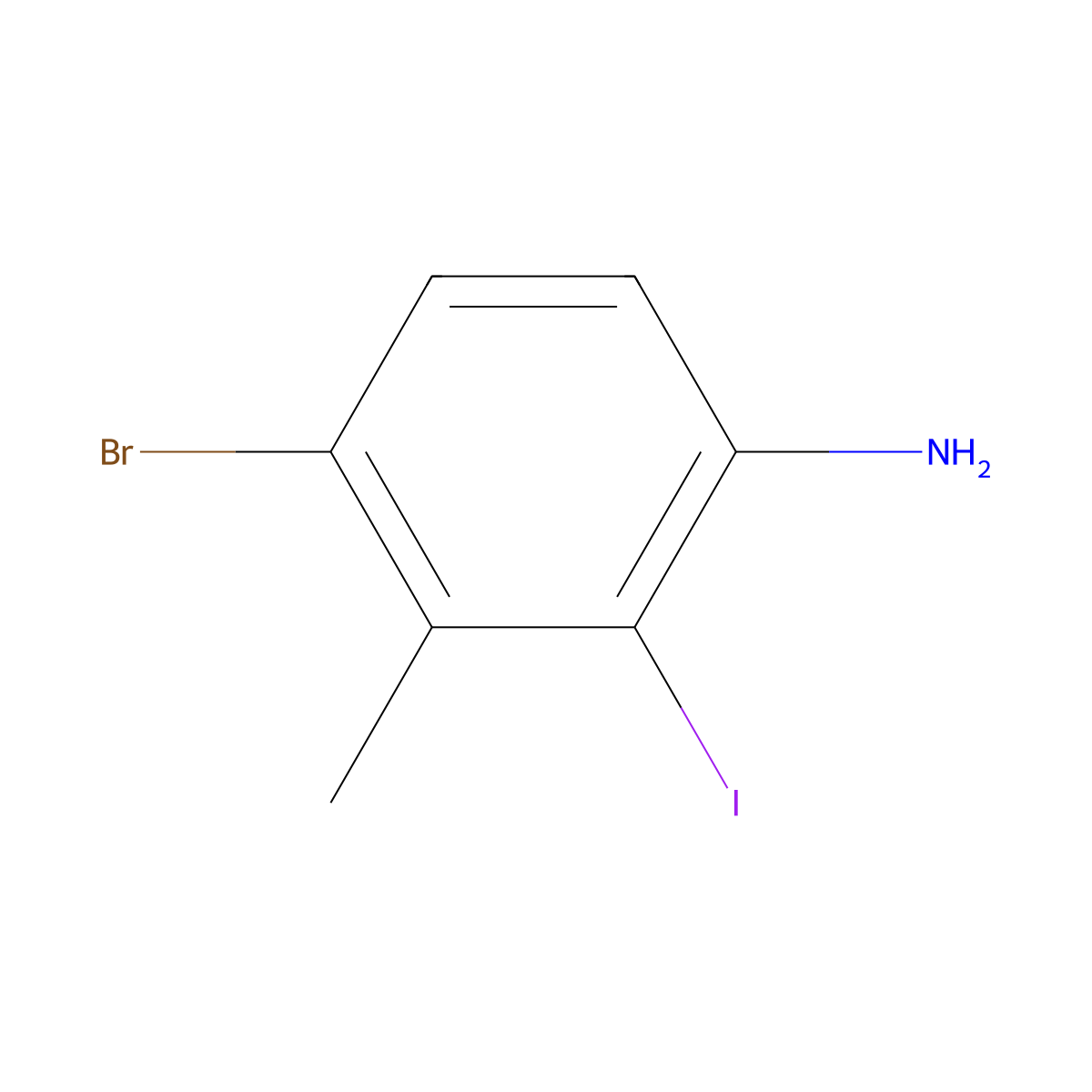 4-Bromo-2-iodo-3-methylbenzenamine molecular structure, CAS 1208077-24-0