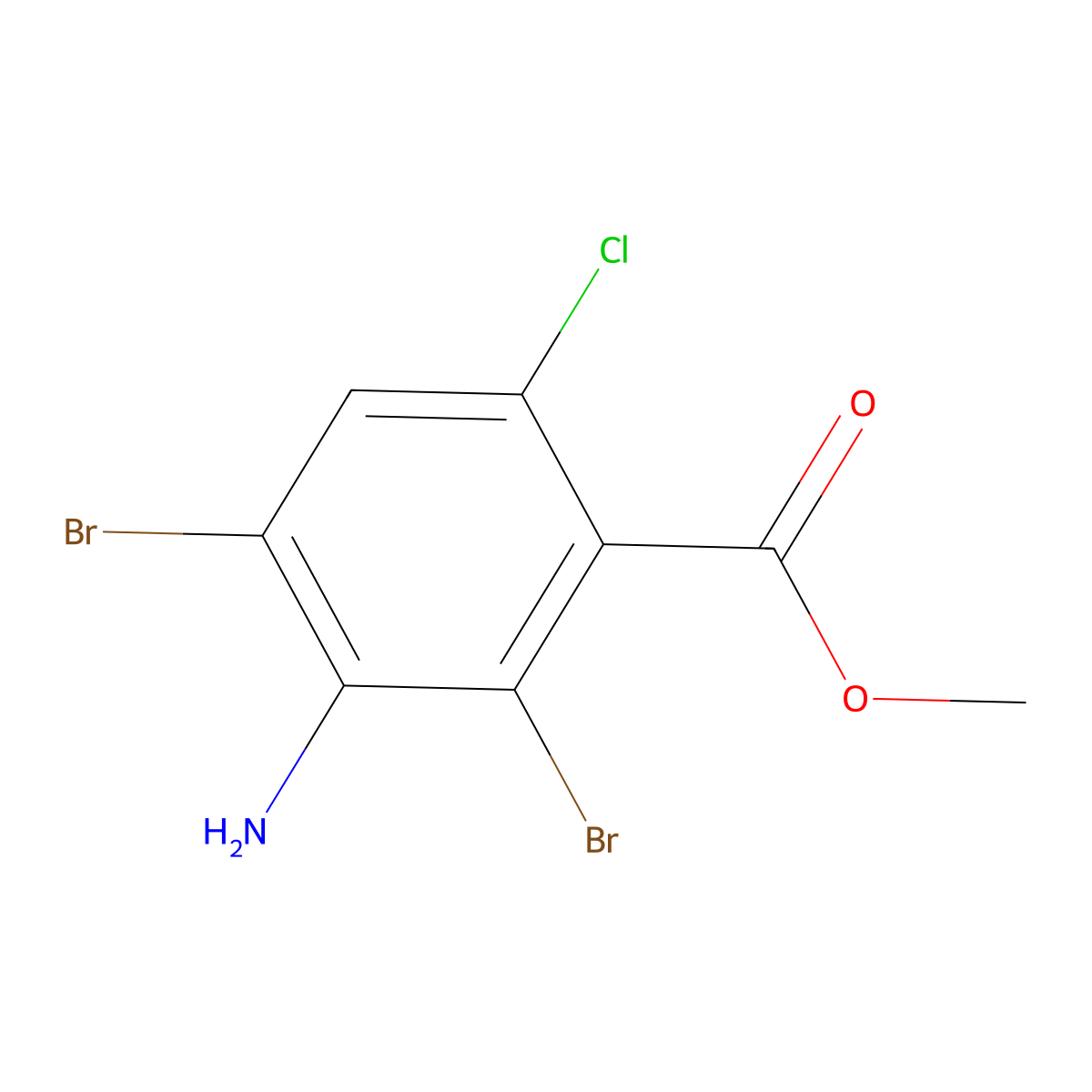 Methyl 3-Amino-2,4-dibromo-6-chlorobenzoate molecular structure, CAS 1208077-26-2