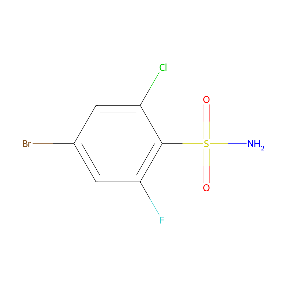 4-Bromo-2-chloro-6-fluorobenzenesulfonamide molecular structure, CAS 1208077-30-8